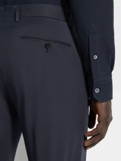 Pants>ZEGNA Navy Blue Stretch Cotton Pants NavyBlue