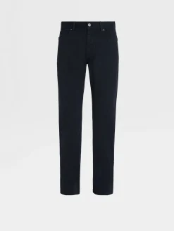 Jeans>ZEGNA Navy Blue Stretch Cotton Roccia Jeans NavyBlue
