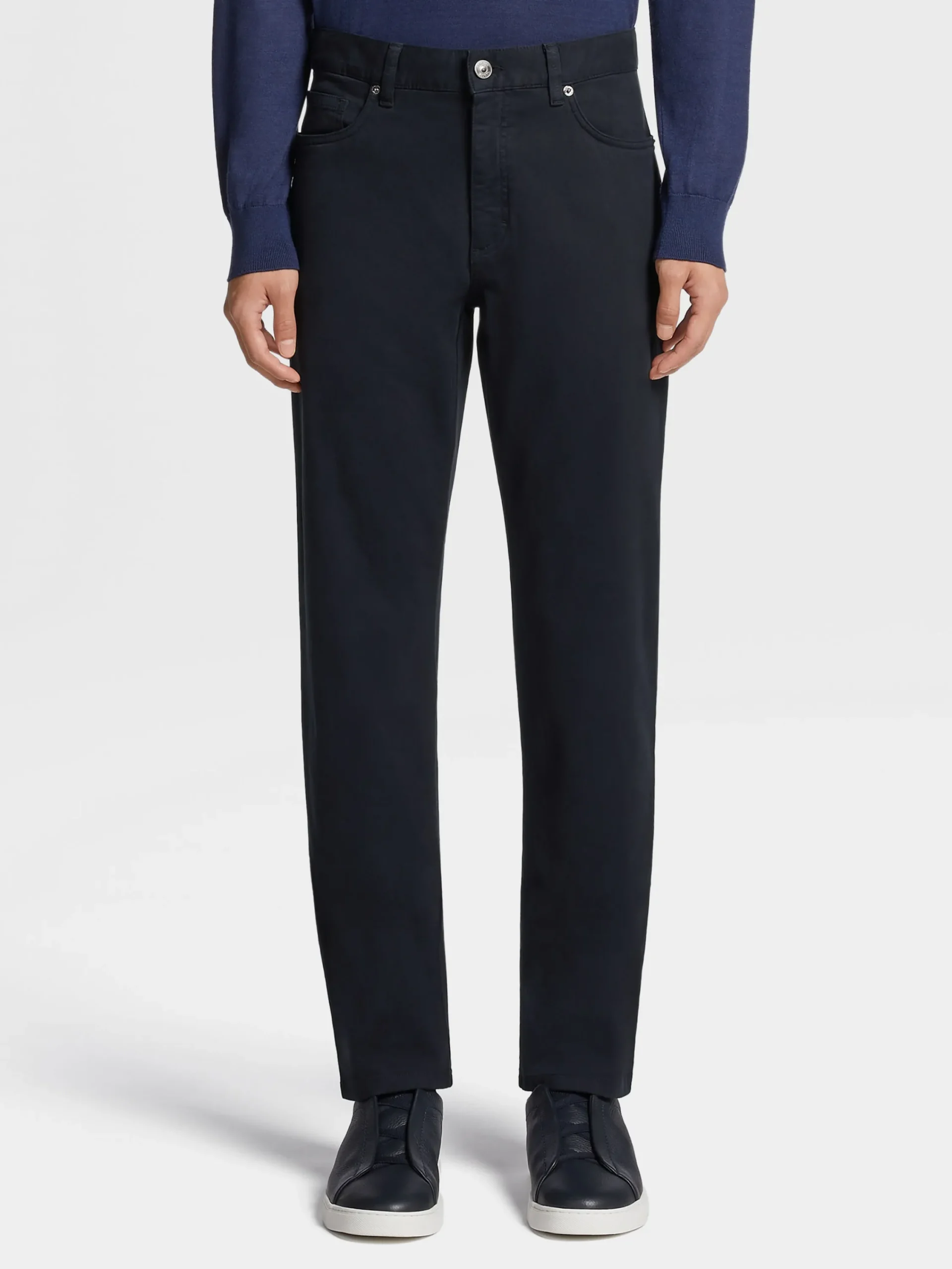 Jeans>ZEGNA Navy Blue Stretch Cotton Roccia Jeans NavyBlue