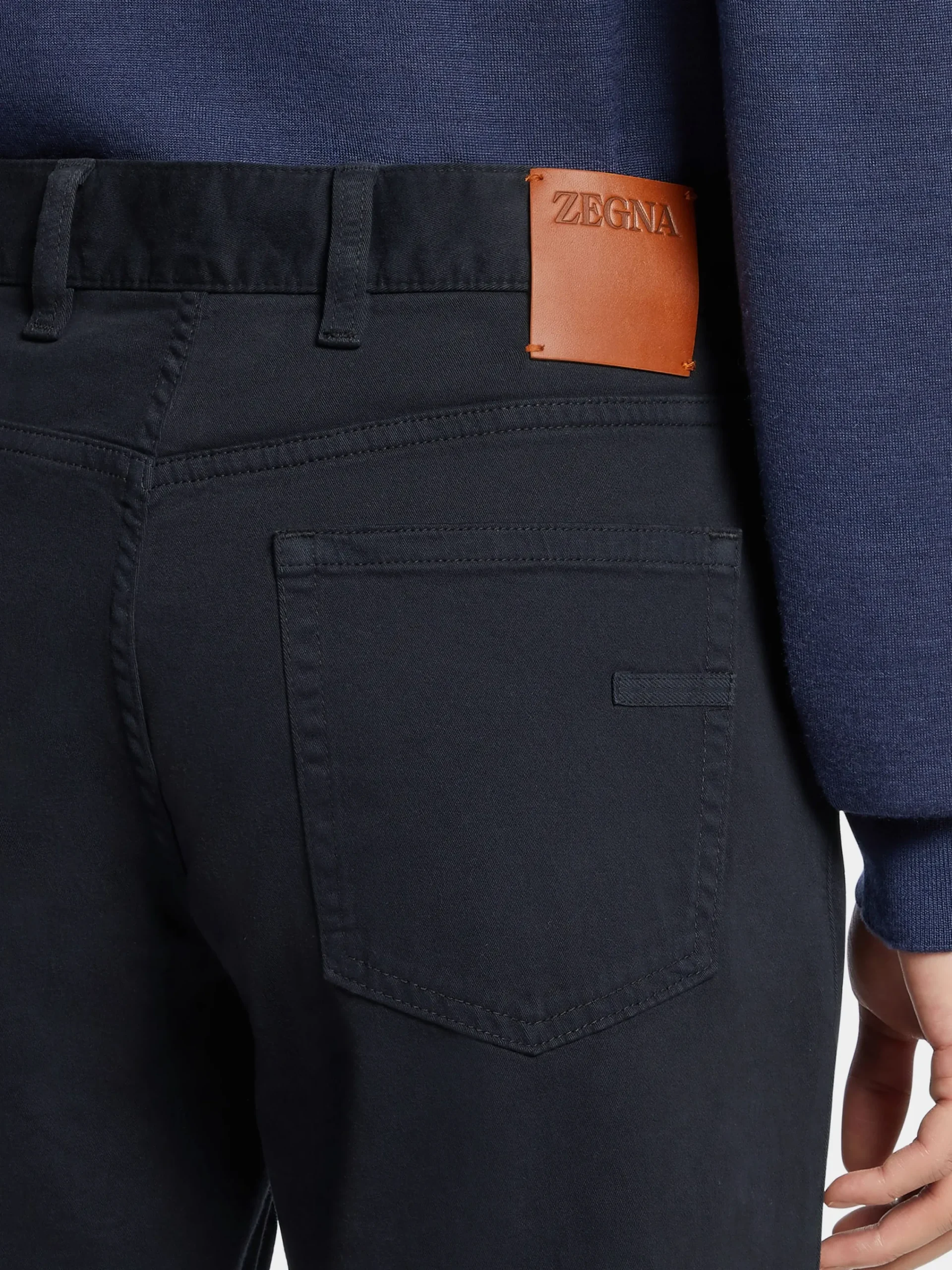Jeans>ZEGNA Navy Blue Stretch Cotton Roccia Jeans NavyBlue