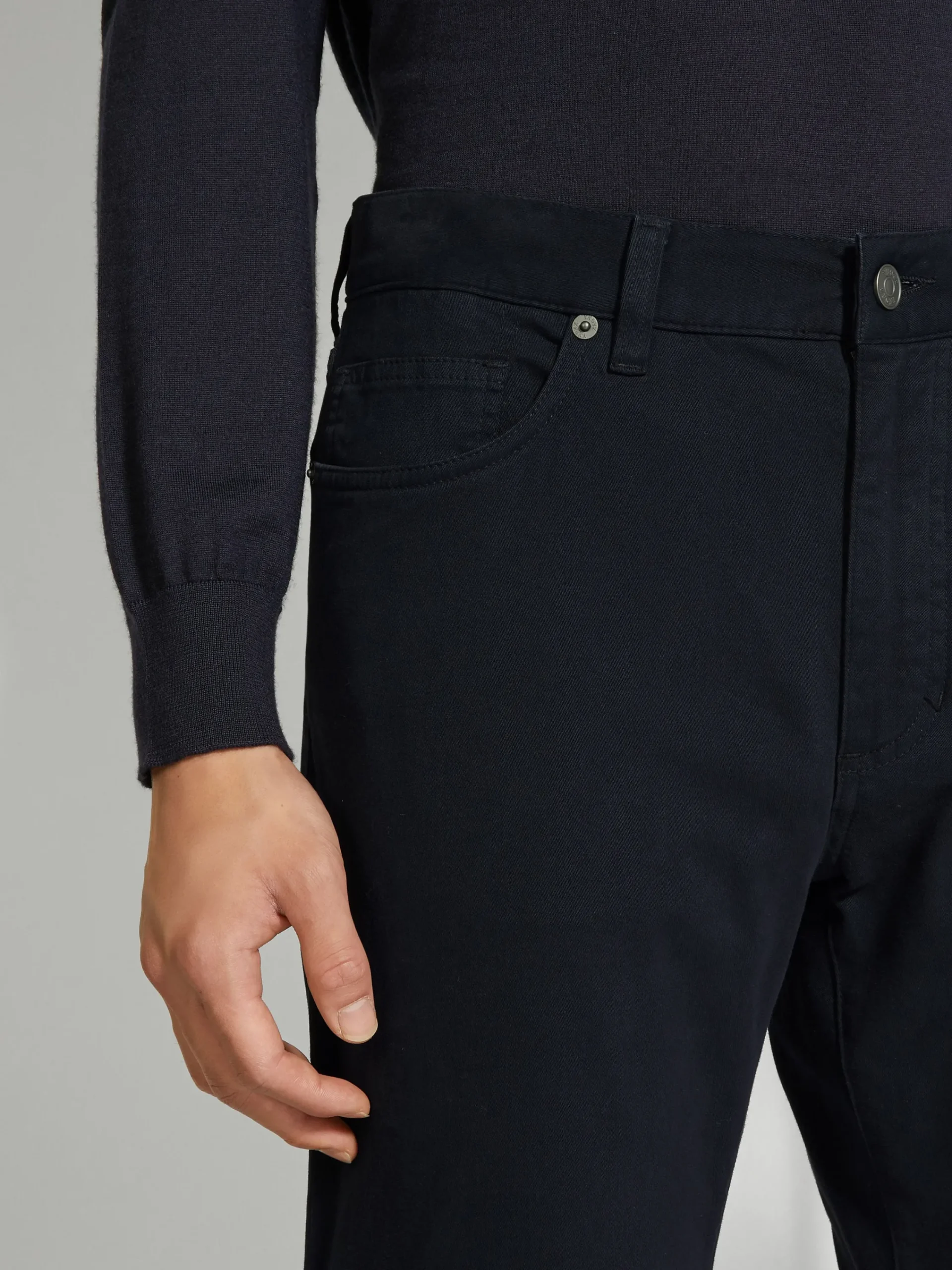 Jeans>ZEGNA Navy Blue Stretch Cotton Roccia Jeans NavyBlue