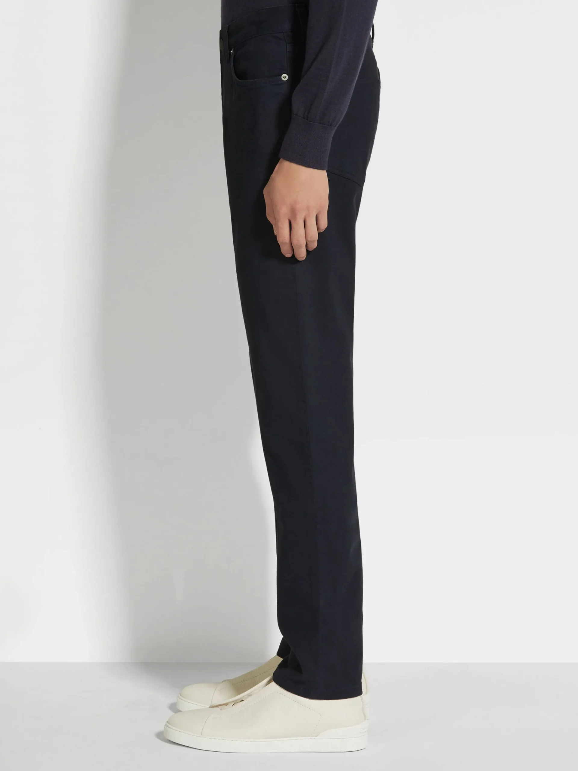 Jeans>ZEGNA Navy Blue Stretch Cotton Roccia Jeans NavyBlue