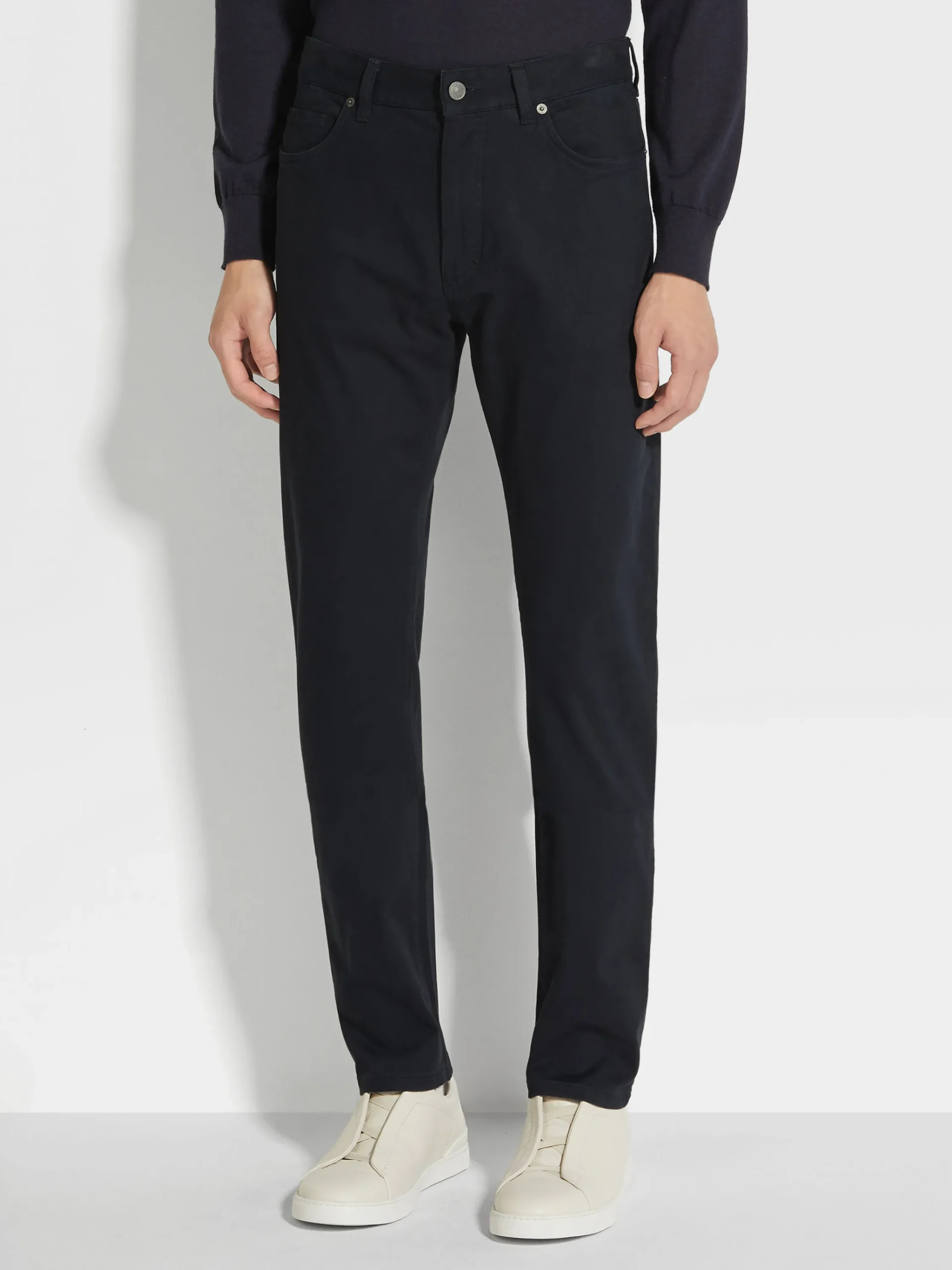 Jeans>ZEGNA Navy Blue Stretch Cotton Roccia Jeans NavyBlue
