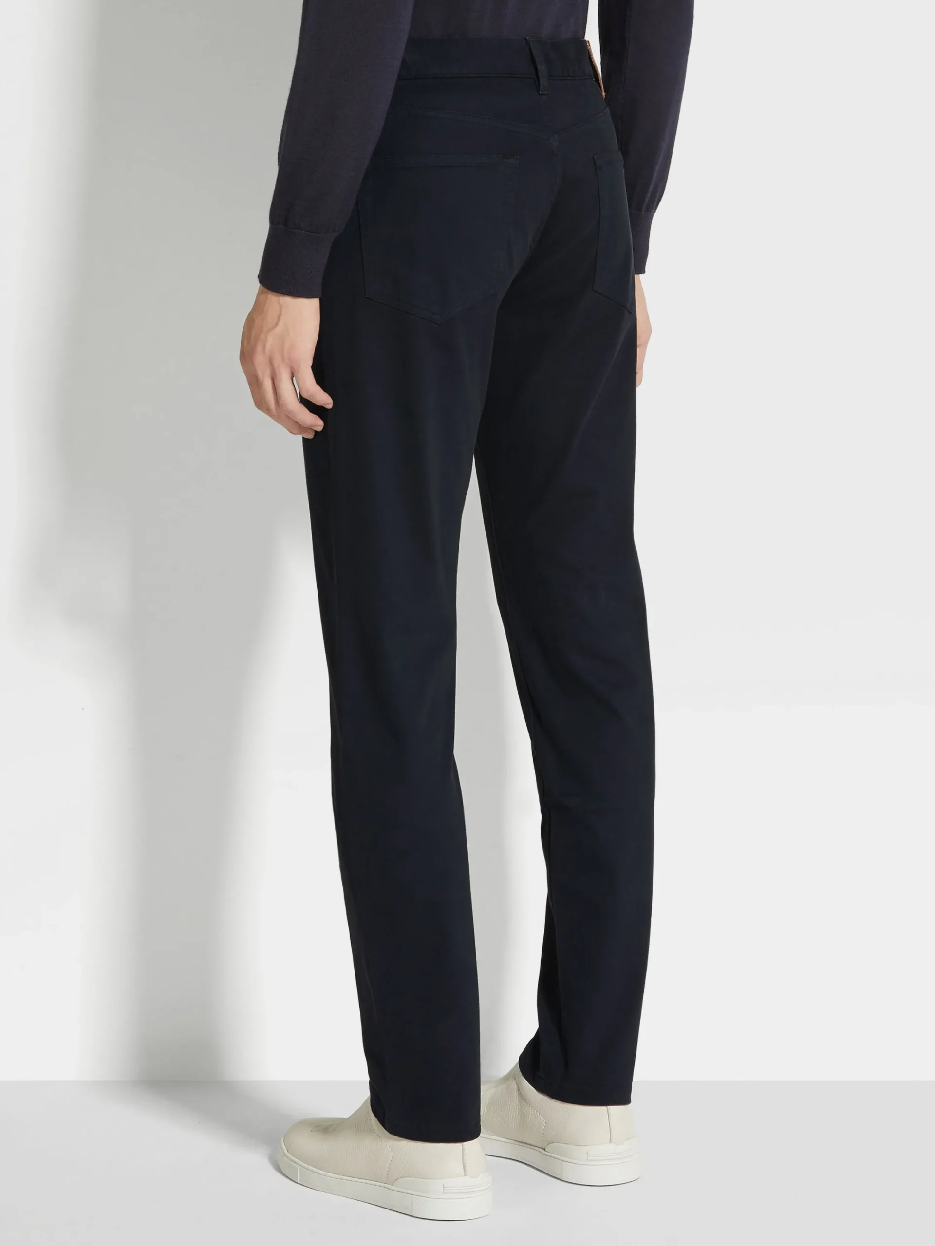 Jeans>ZEGNA Navy Blue Stretch Cotton Roccia Jeans NavyBlue