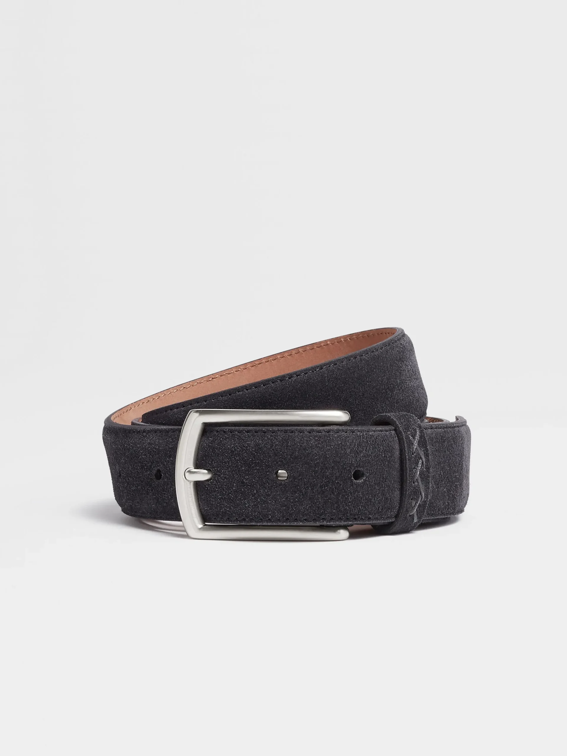 Belts>ZEGNA Navy Blue Suede Belt NavyBlue