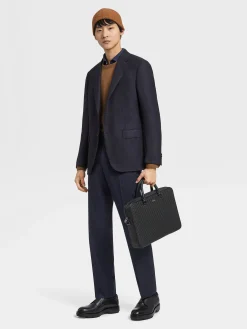 Blazers>ZEGNA Navy Blue Trofeo™ Comfort Stretch Wool and Silk Jacket NavyBlue