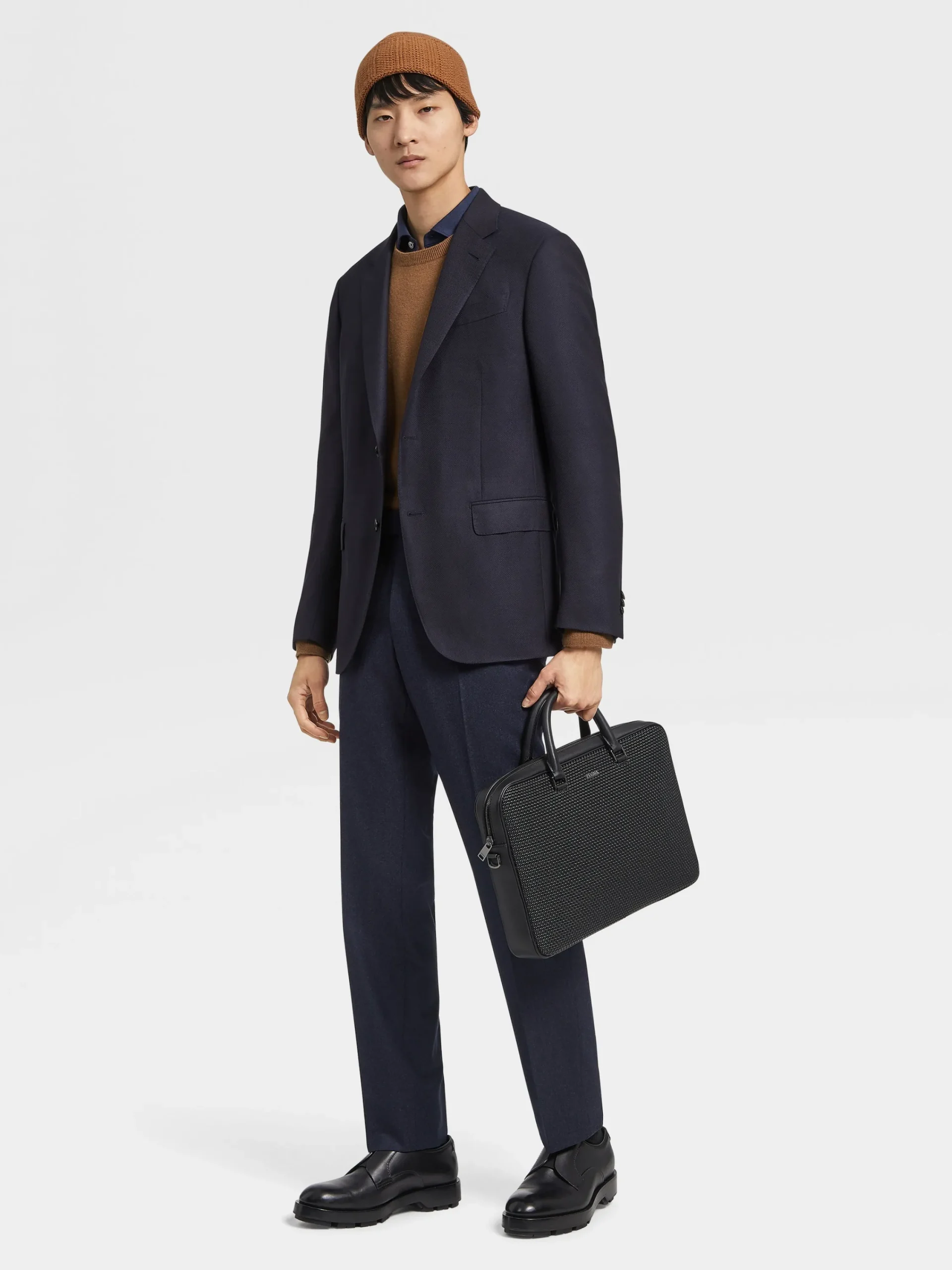 Blazers>ZEGNA Navy Blue Trofeo™ Comfort Stretch Wool and Silk Jacket NavyBlue
