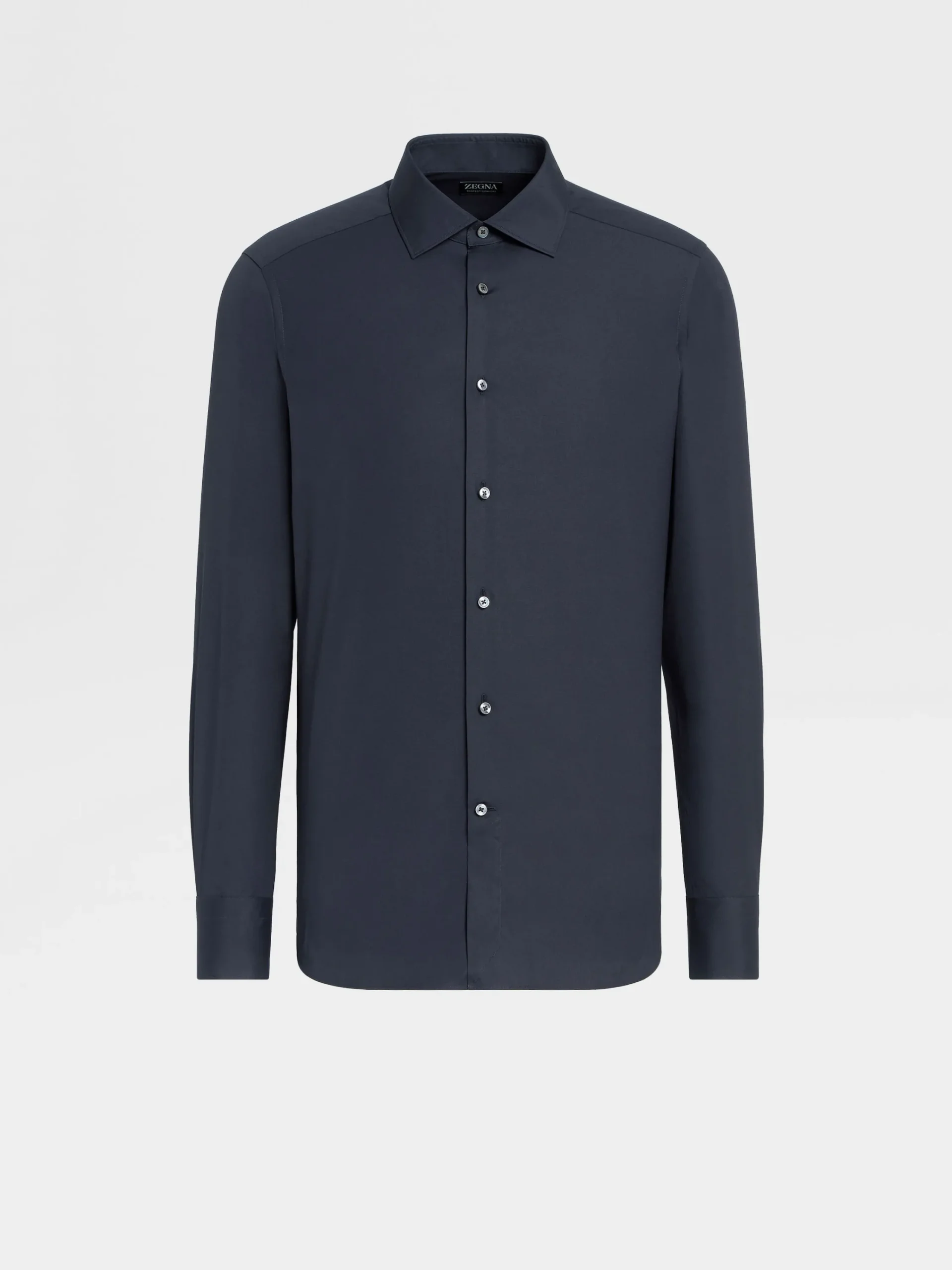 Shirts>ZEGNA Navy Blue Trofeo™ Comfort Cotton Shirt NavyBlue