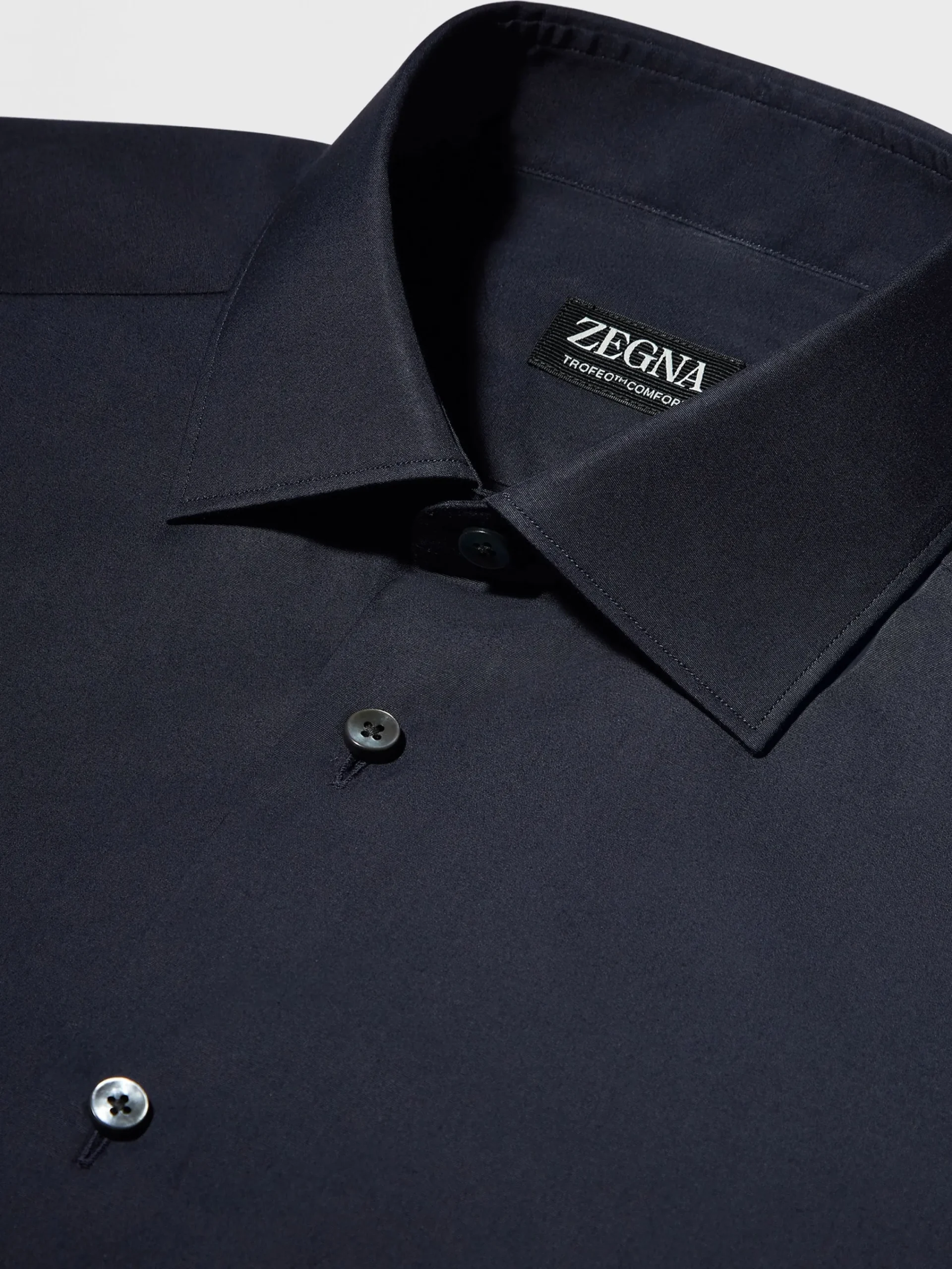 Shirts>ZEGNA Navy Blue Trofeo™ Comfort Cotton Shirt NavyBlue