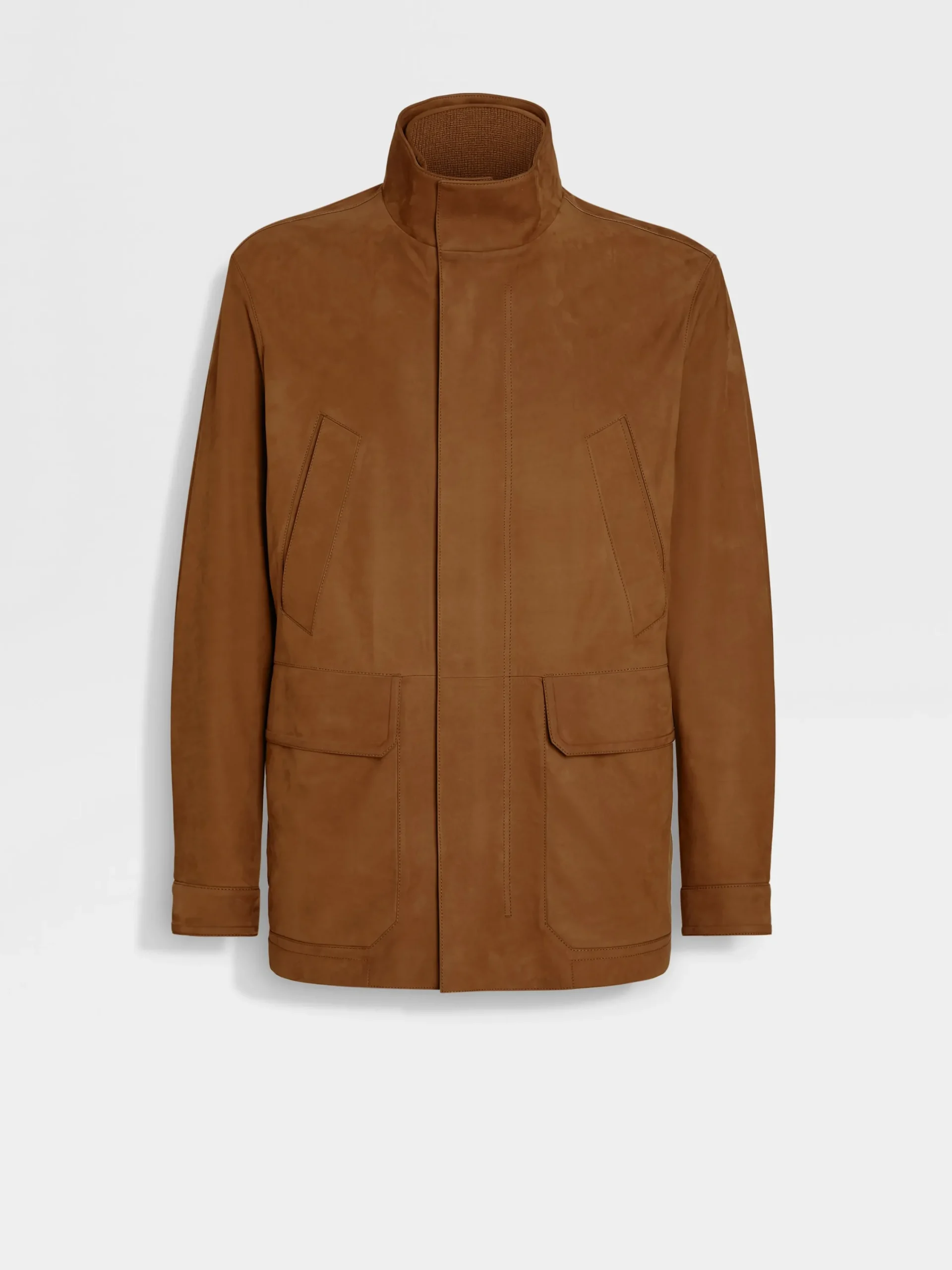 Jackets And Coats>ZEGNA Nubuck Car Coat DarkFoliage
