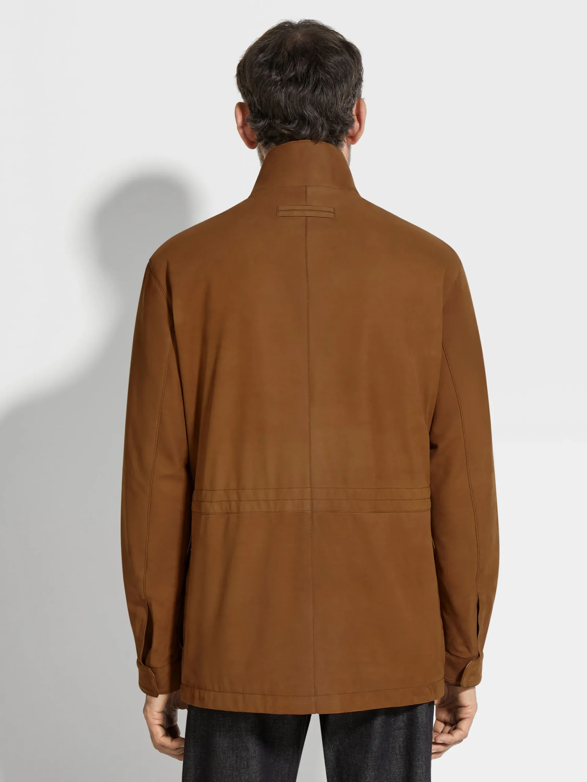 Jackets And Coats>ZEGNA Nubuck Car Coat DarkFoliage