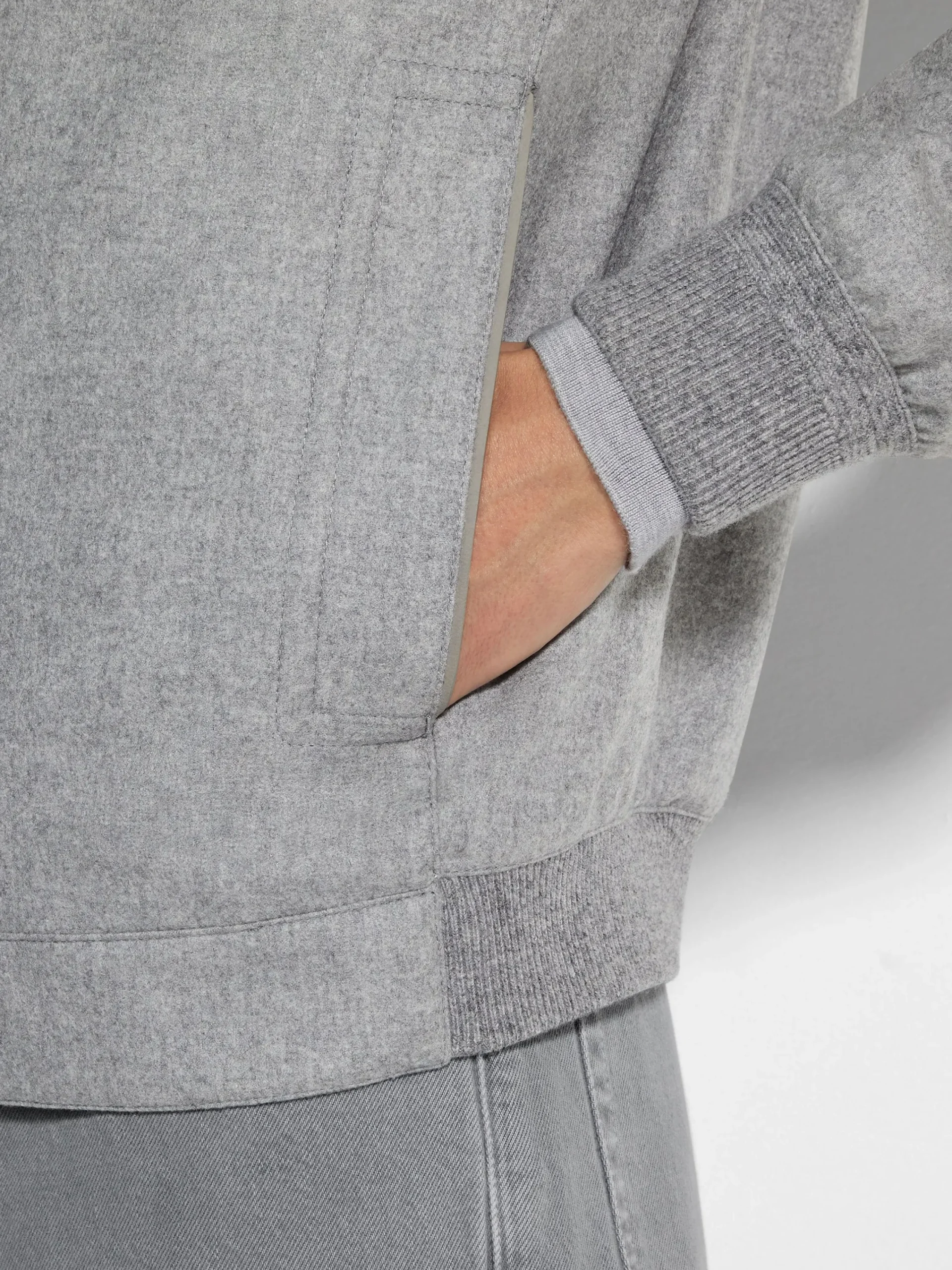 Jackets And Coats>ZEGNA Oasi Cashmere Elements Bomber GreyMélange