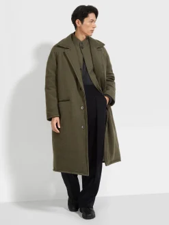 Jackets And Coats>ZEGNA Oasi Cashmere Elements Coat ArmyGreenMultimélange