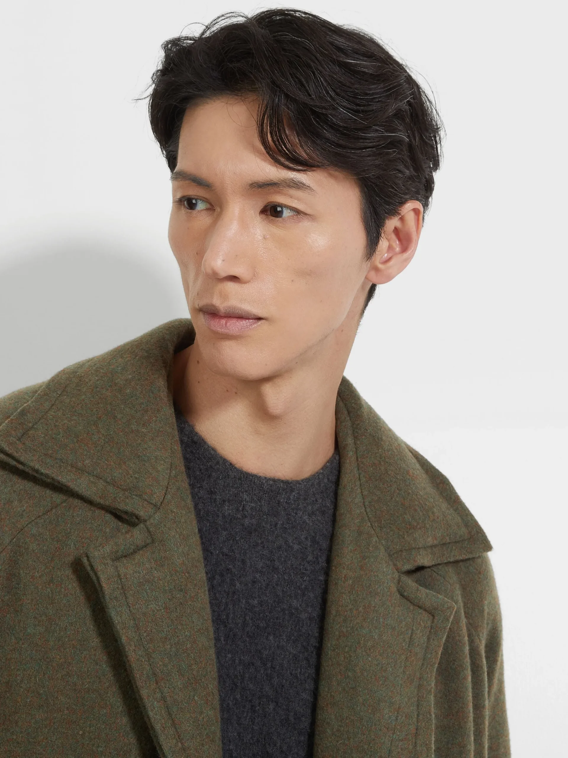 Jackets And Coats>ZEGNA Oasi Cashmere Elements Coat ArmyGreenMultimélange