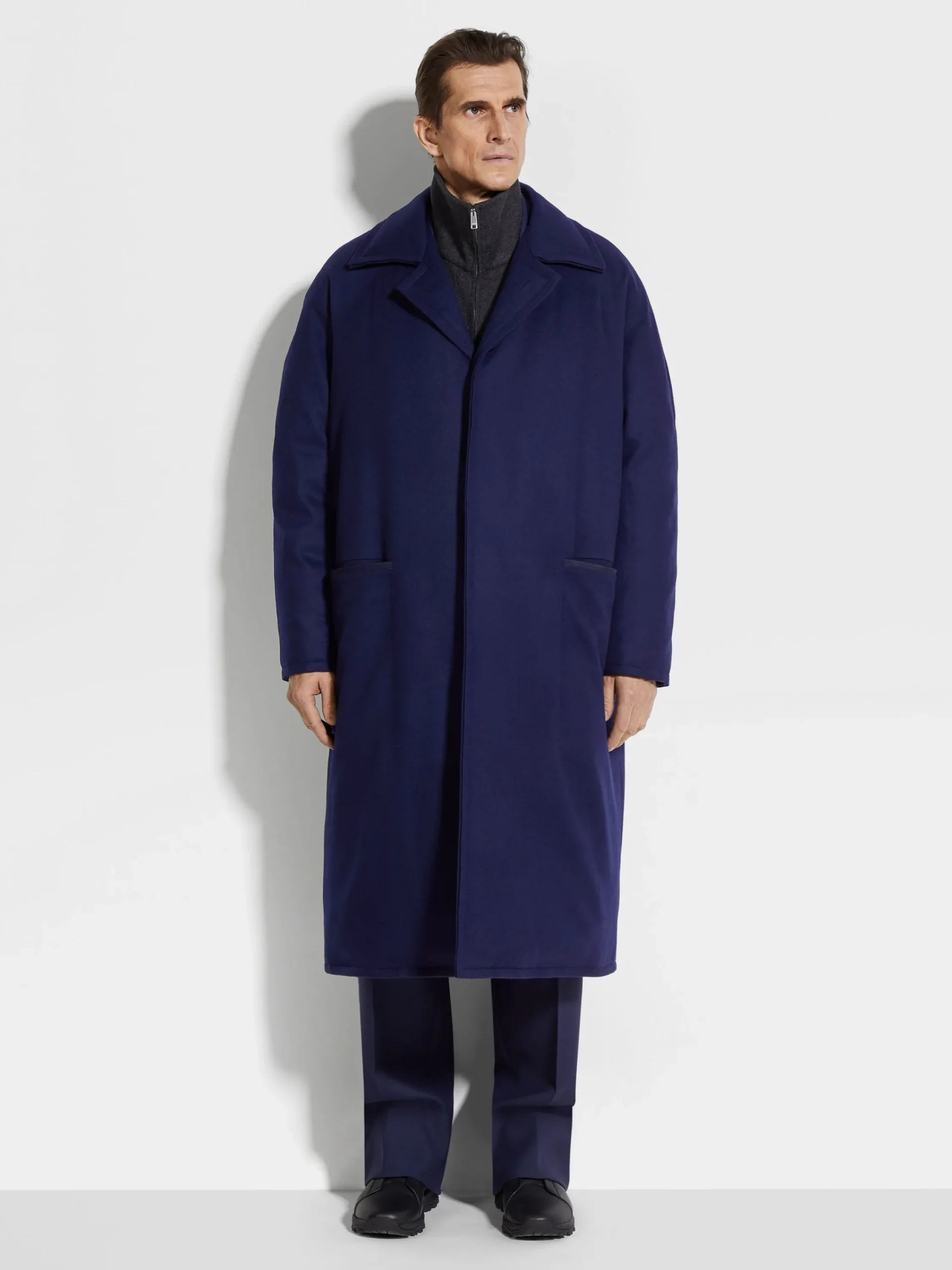 Jackets And Coats>ZEGNA Oasi Cashmere Elements Coat InkBlue
