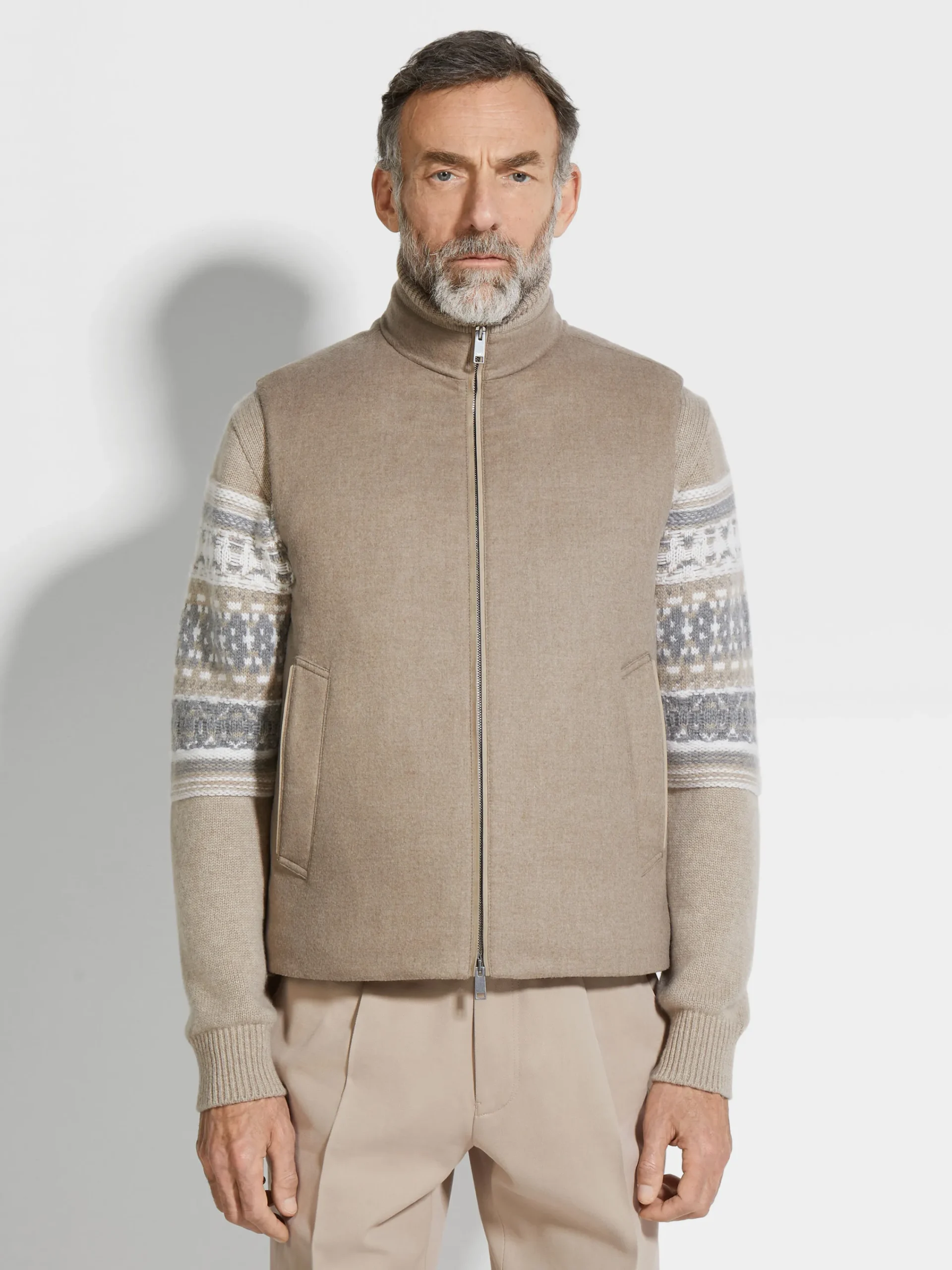 Travel In Style|Down Jackets>ZEGNA Oasi Cashmere Elements Vest LightTaupe