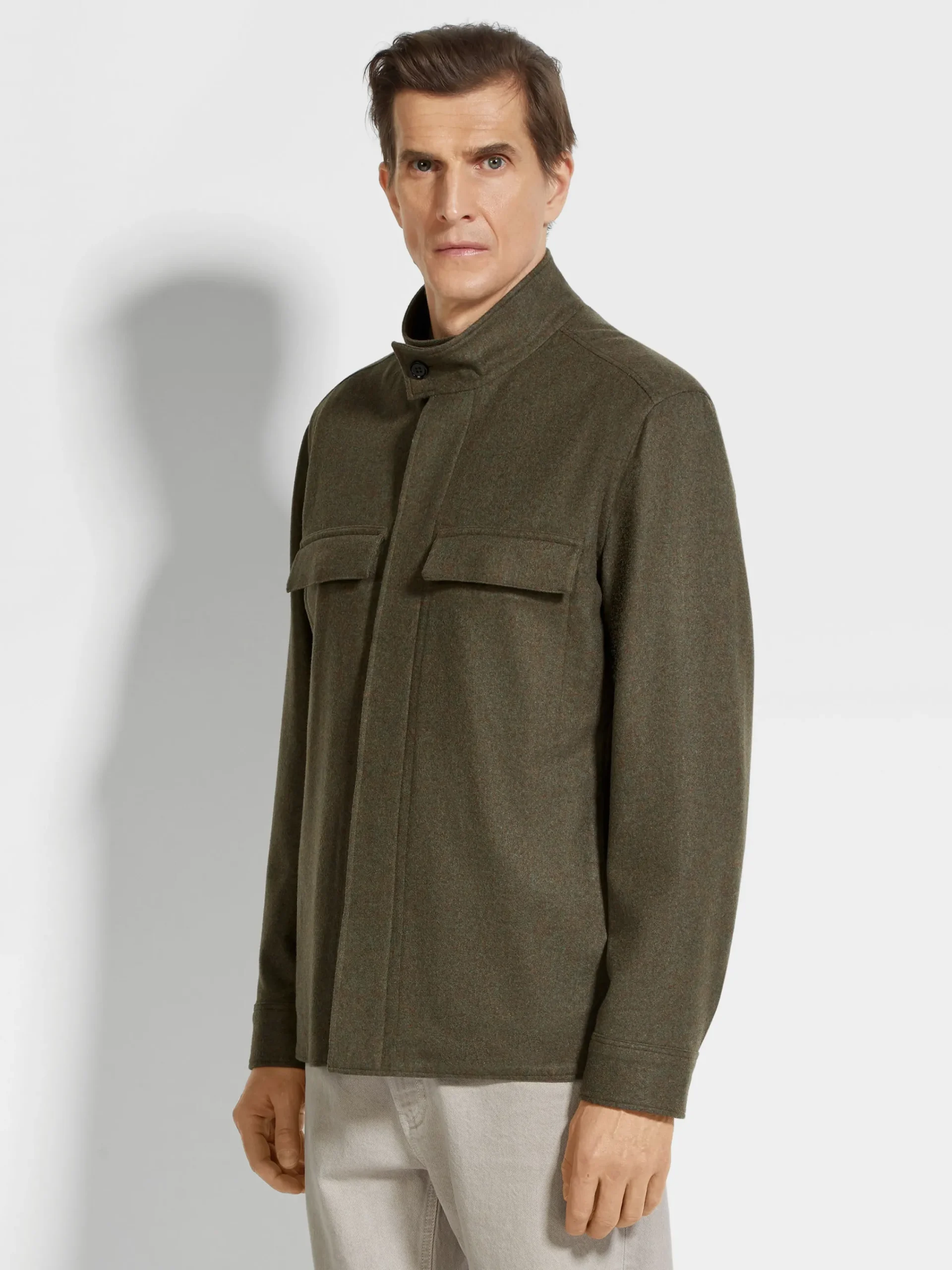 Travel In Style|Overshirts And Chore Jackets>ZEGNA Oasi Cashmere Overshirt ArmyGreenMultimélange