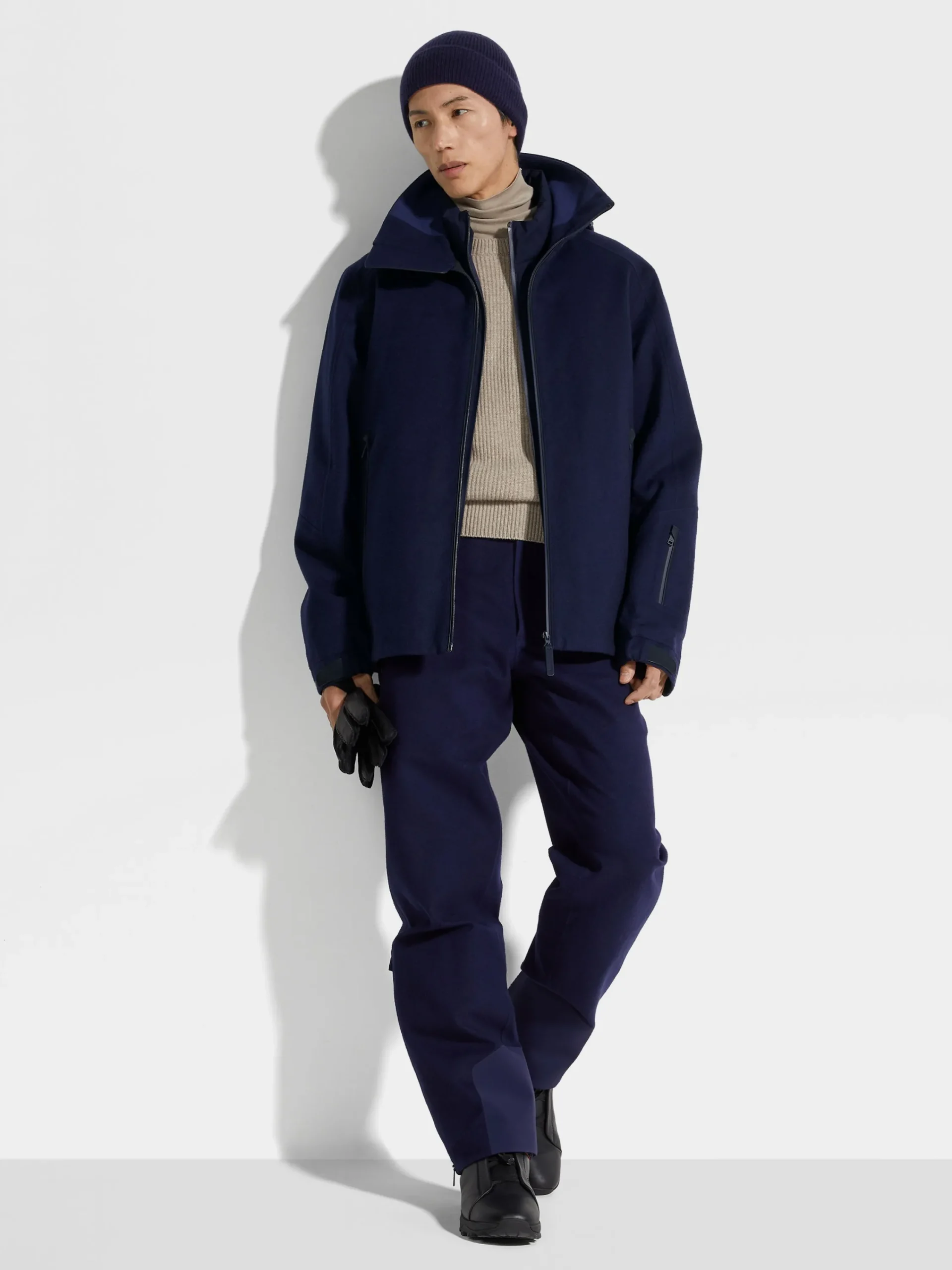 Travel In Style|Jackets And Coats>ZEGNA Oasi Cashmere Ski Jacket InkBlue