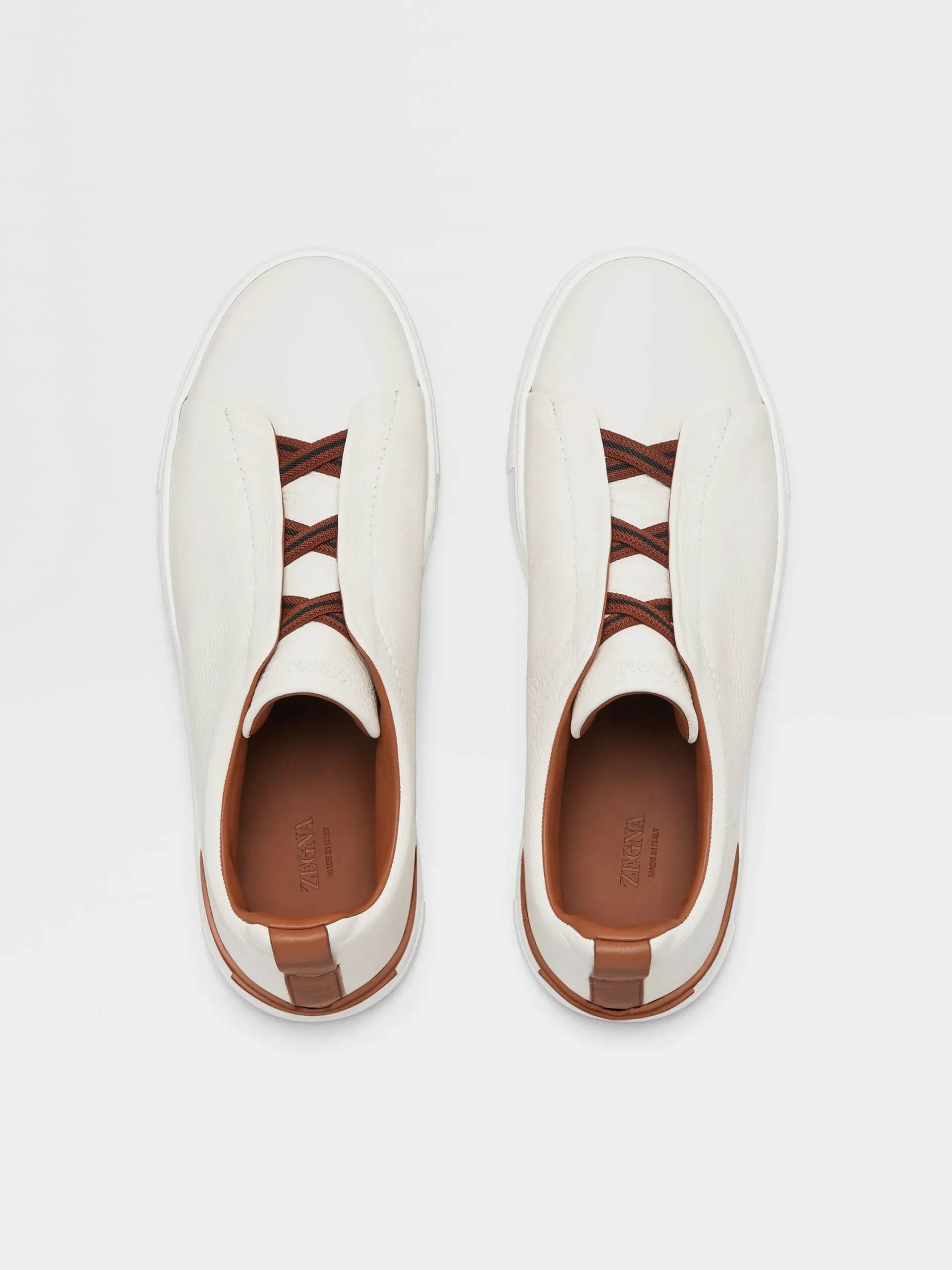Sneakers>ZEGNA Off White Deerskin Triple Stitch™ Sneakers OffWhite