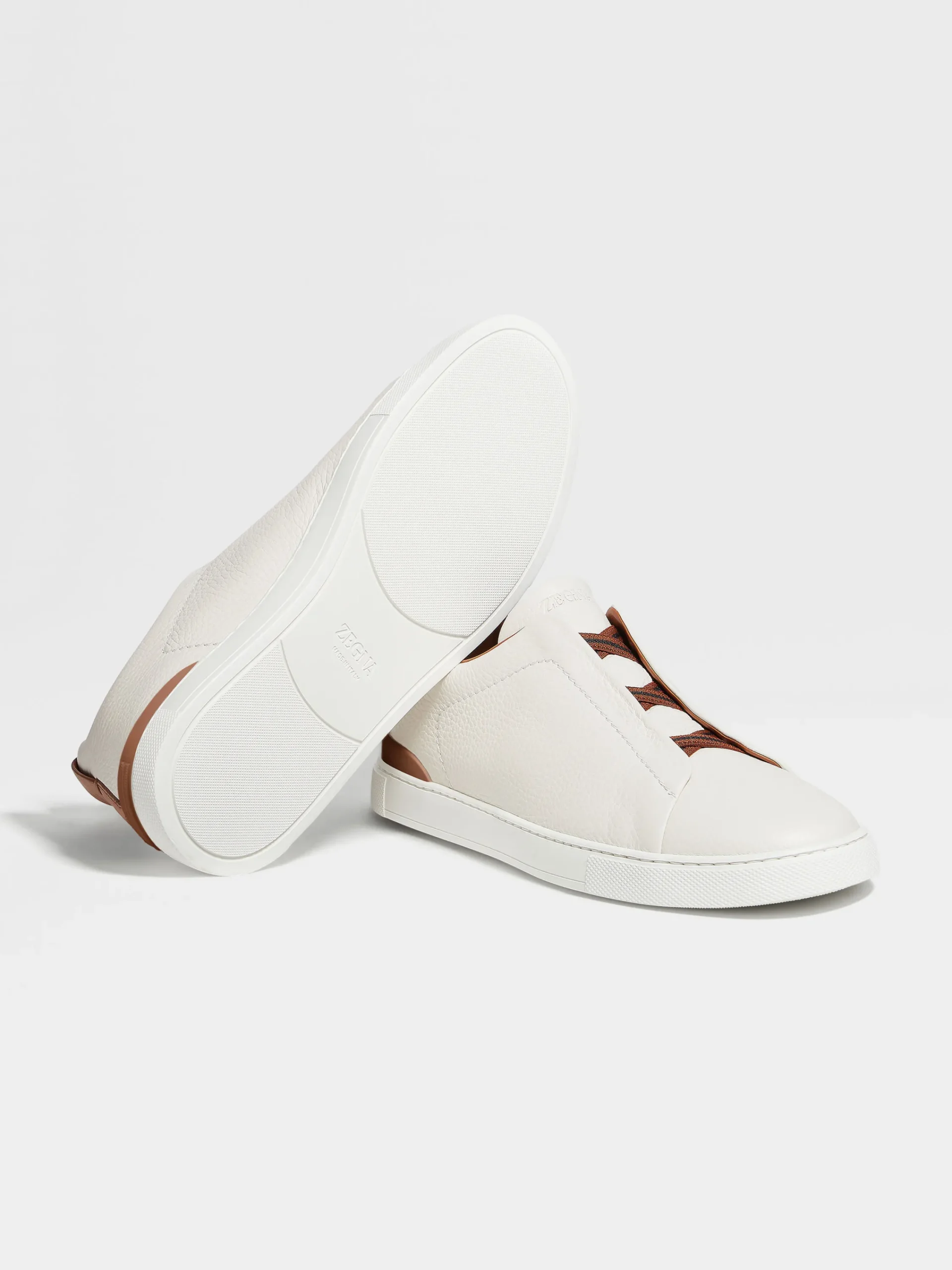 Sneakers>ZEGNA Off White Deerskin Triple Stitch™ Sneakers OffWhite