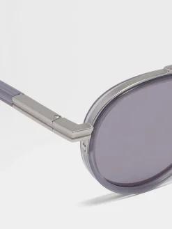Resort Essentials|Sunglasses>ZEGNA Opal Grey Orizzonte II Acetate and Metal Sunglasses OpalGrey