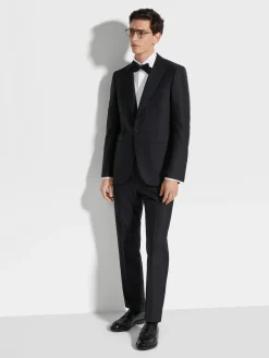 Shirts>ZEGNA Optical White Cotton Tuxedo Shirt OpticalWhite