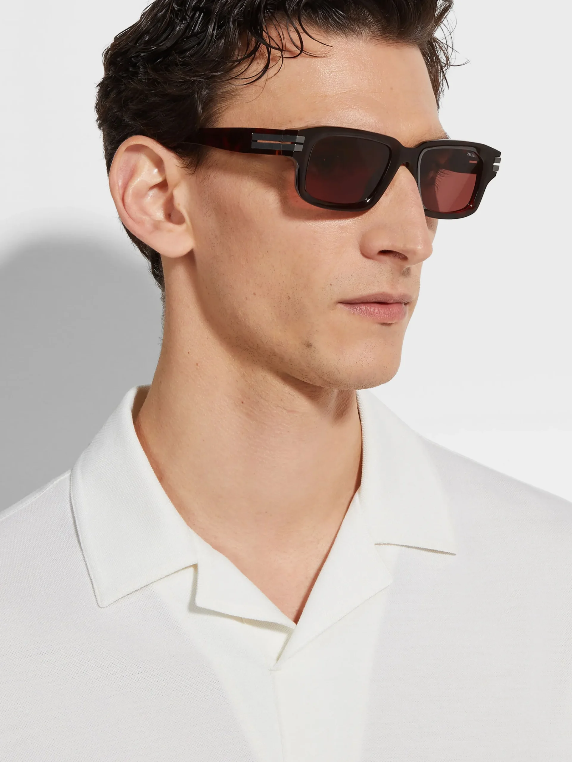 Sunglasses>ZEGNA Red Havana Acetate Sunglasses RedHavana