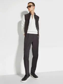 Jackets And Coats>ZEGNA Suede Vest DarkBrown