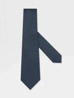 Ties And Bow Ties>ZEGNA Teal Blue Silk Tie TealBlue