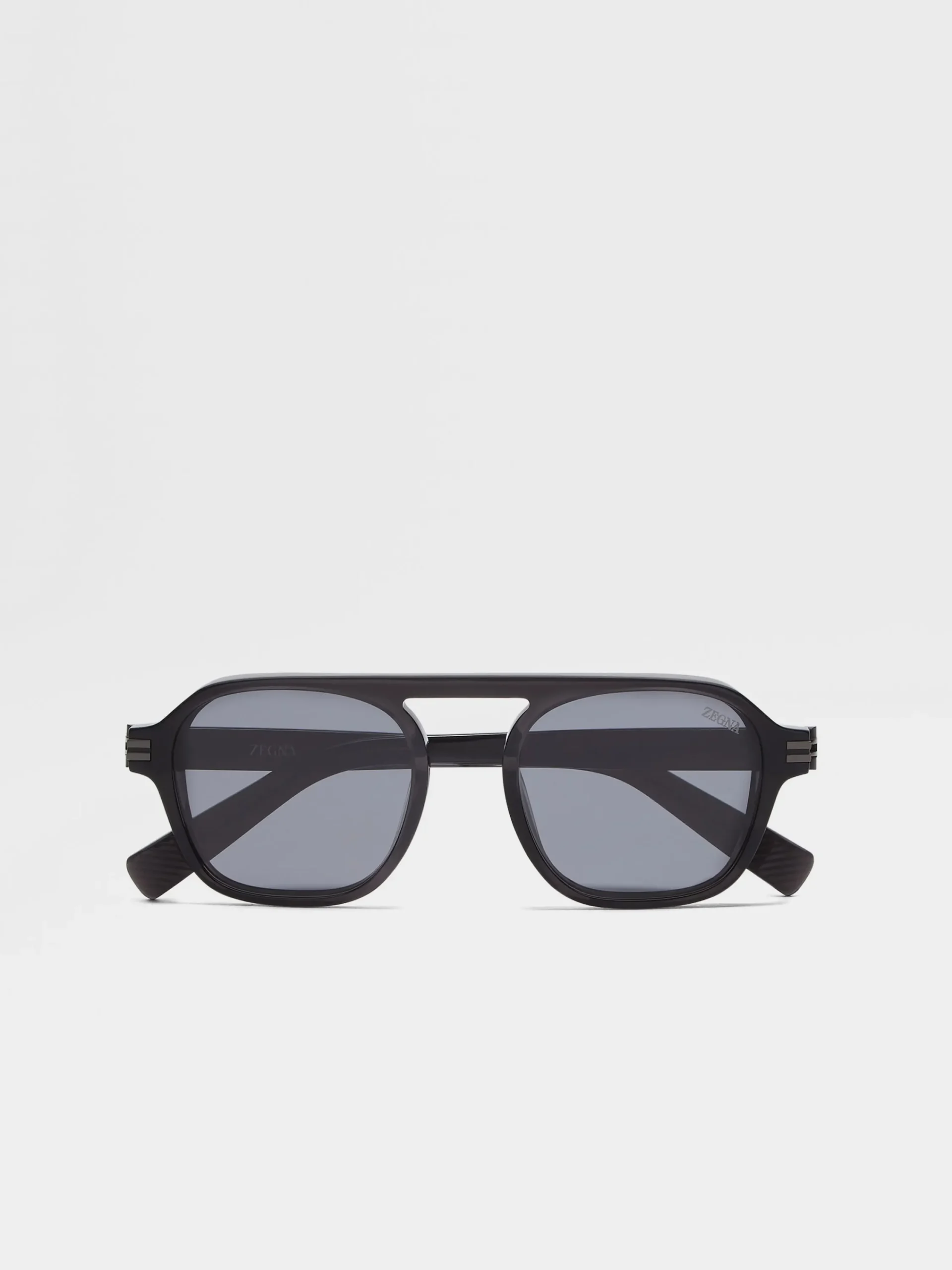 Sunglasses>ZEGNA Transparent Dark Grey Aurora II Acetate Sunglasses TransparentDarkGrey