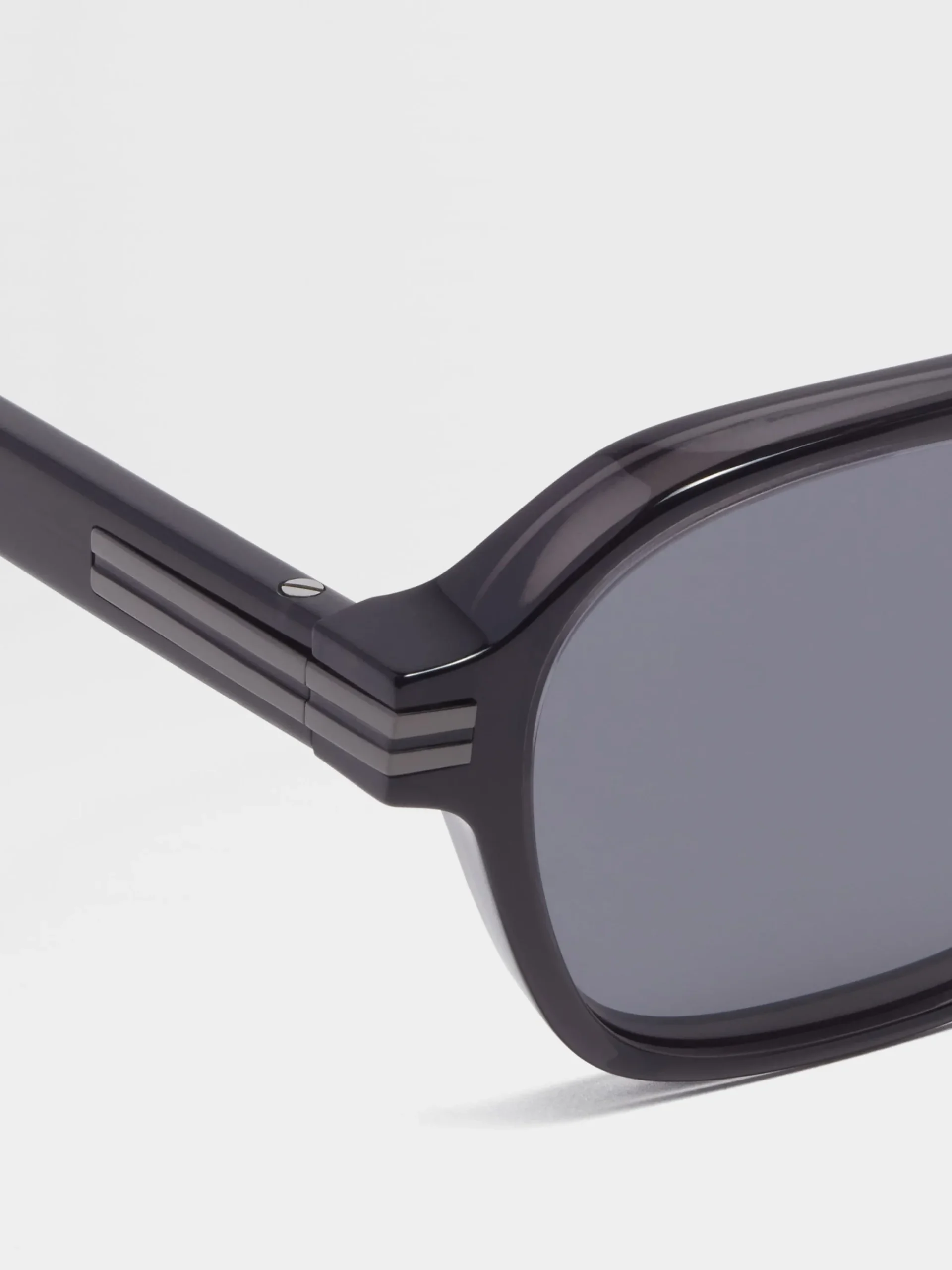 Sunglasses>ZEGNA Transparent Dark Grey Aurora II Acetate Sunglasses TransparentDarkGrey