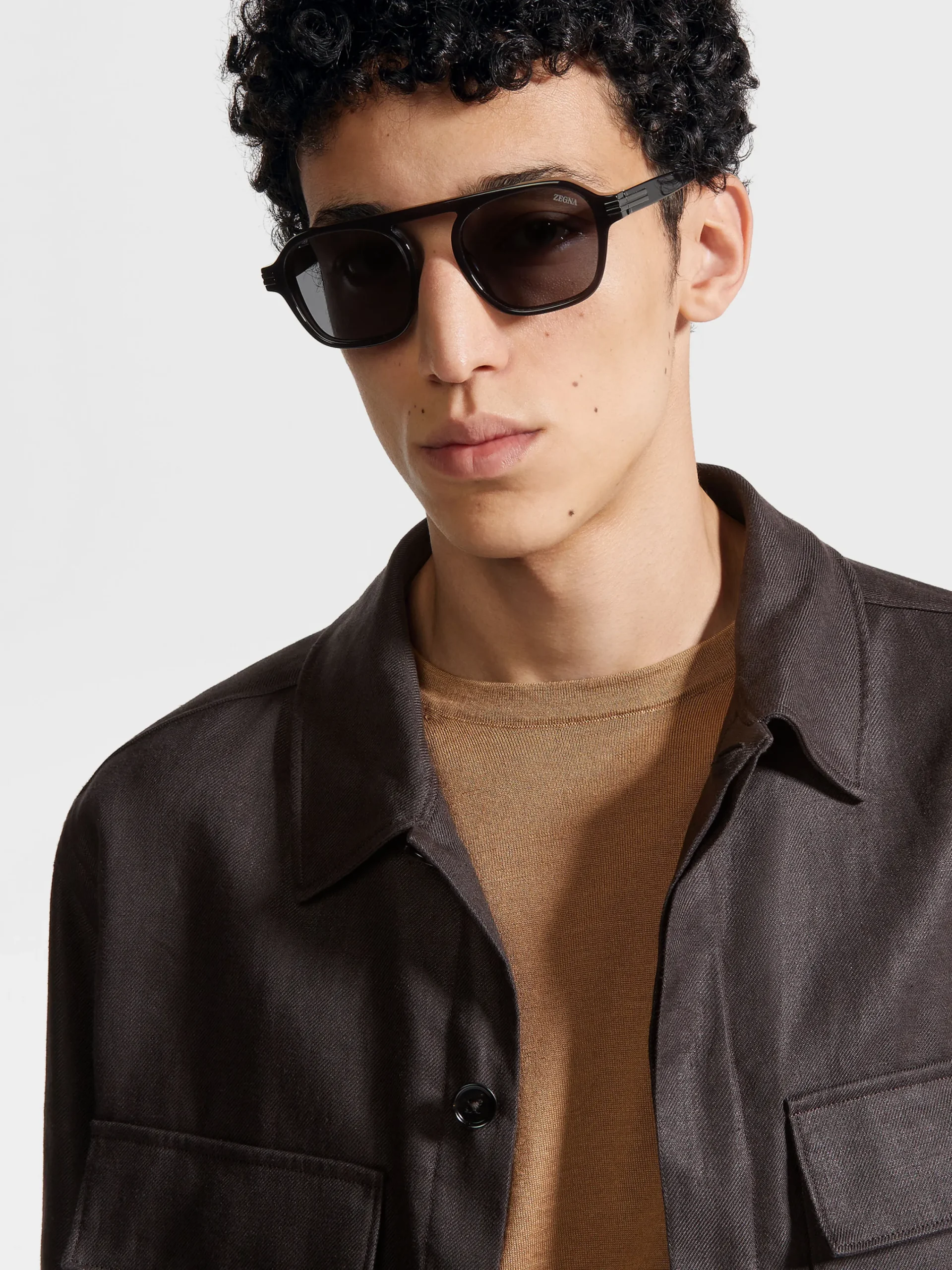 Sunglasses>ZEGNA Transparent Dark Grey Aurora II Acetate Sunglasses TransparentDarkGrey