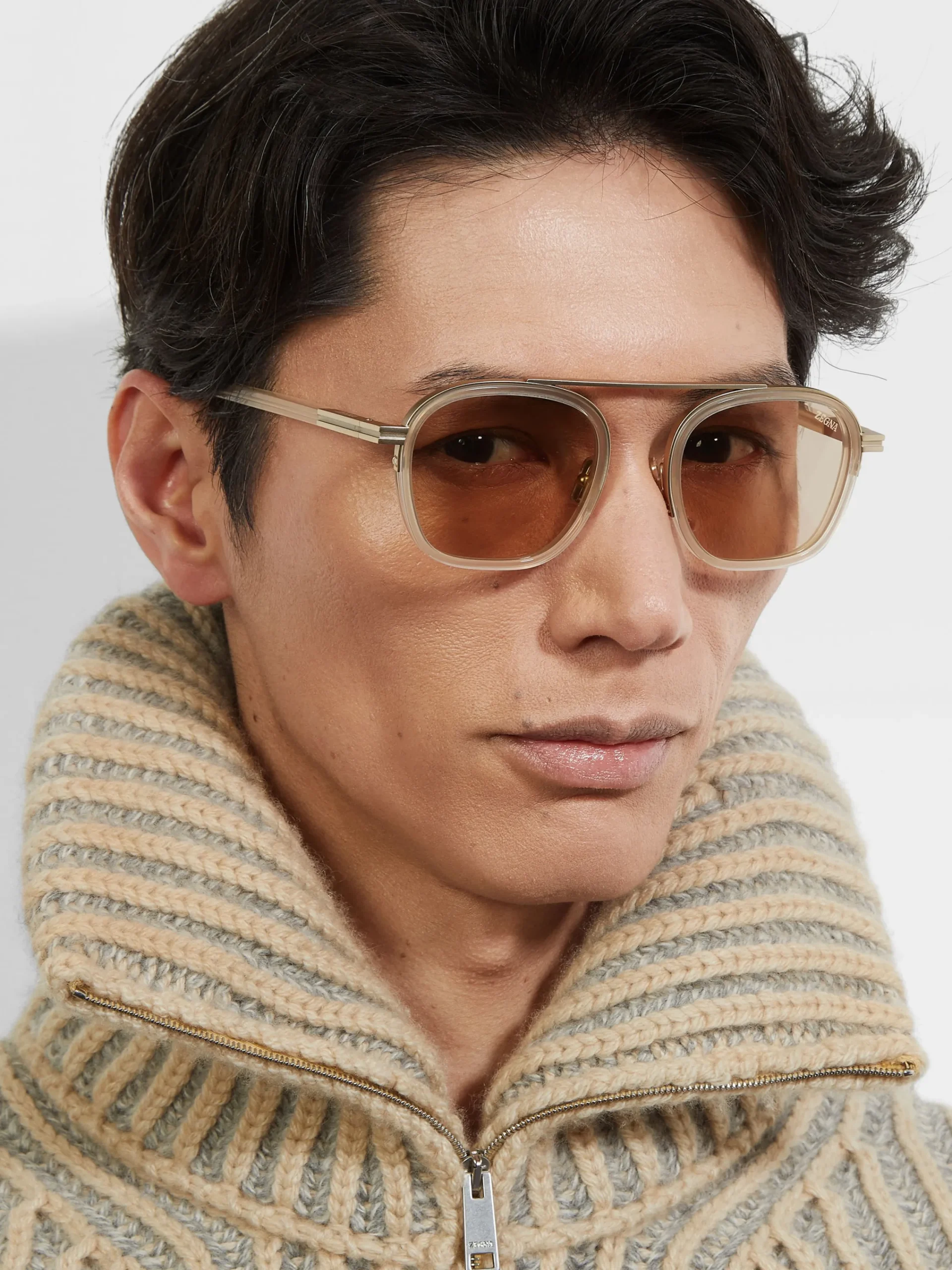 Small Gifts|Sunglasses>ZEGNA Transparent Dark Grey Orizzonte I Acetate and Metal Sunglasses TransparentDarkGrey
