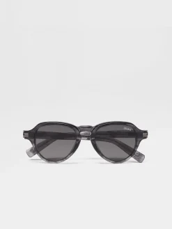 Resort Essentials|Small Gifts>ZEGNA Transparent Grey Havana Acetate Sunglasses TransparentGreyHavana
