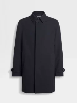 Jackets And Coats>ZEGNA Trofeo™ Elements Wool Trench NavyBlue