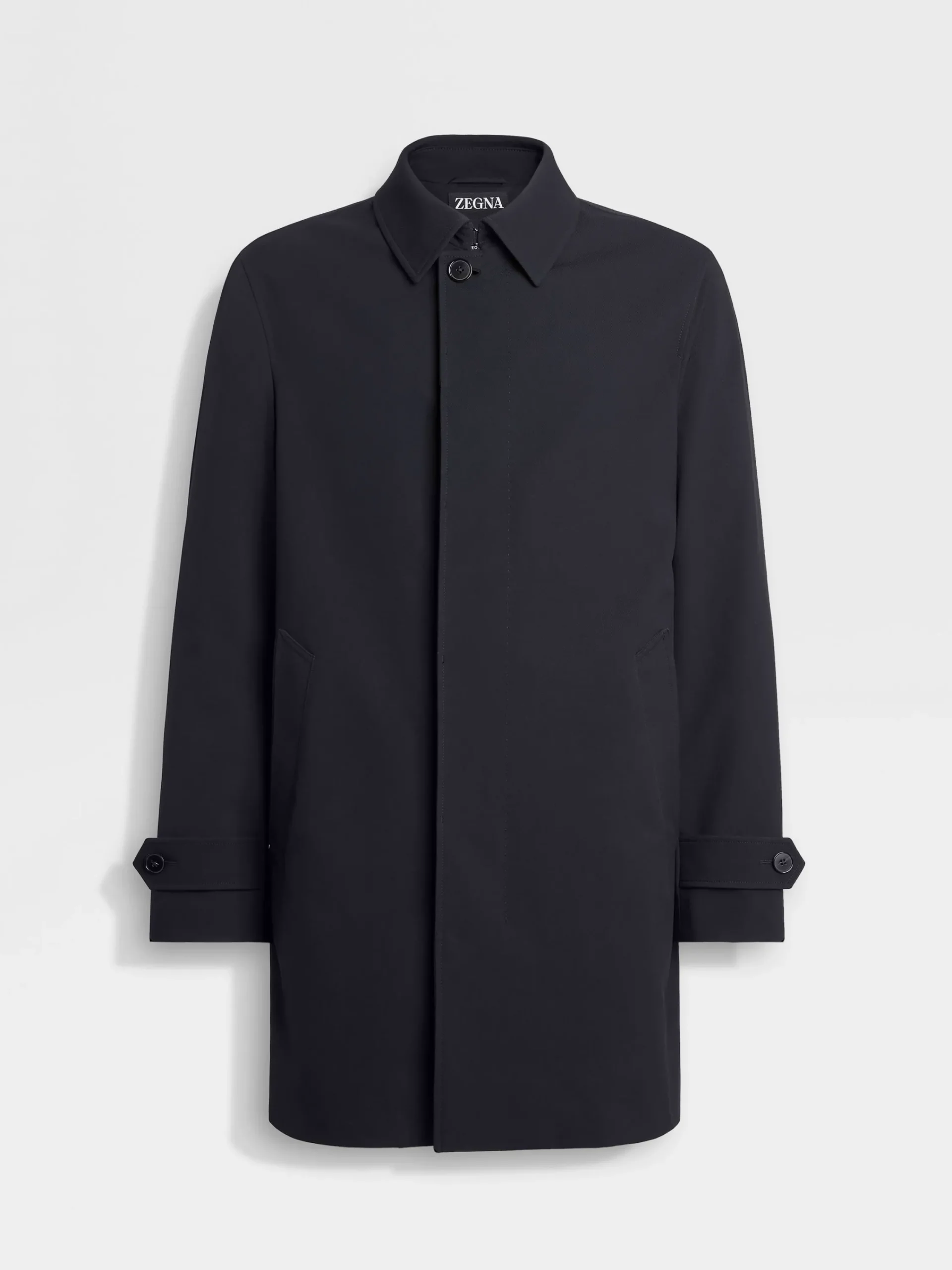 Jackets And Coats>ZEGNA Trofeo™ Elements Wool Trench NavyBlue