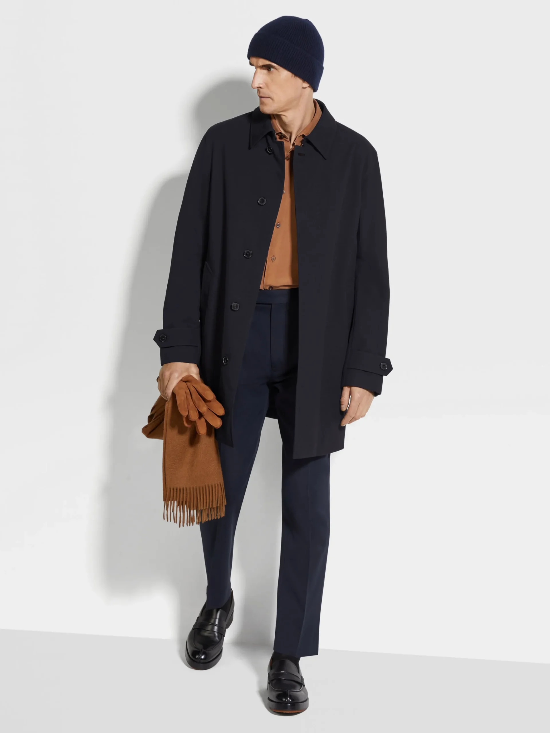 Jackets And Coats>ZEGNA Trofeo™ Elements Wool Trench NavyBlue