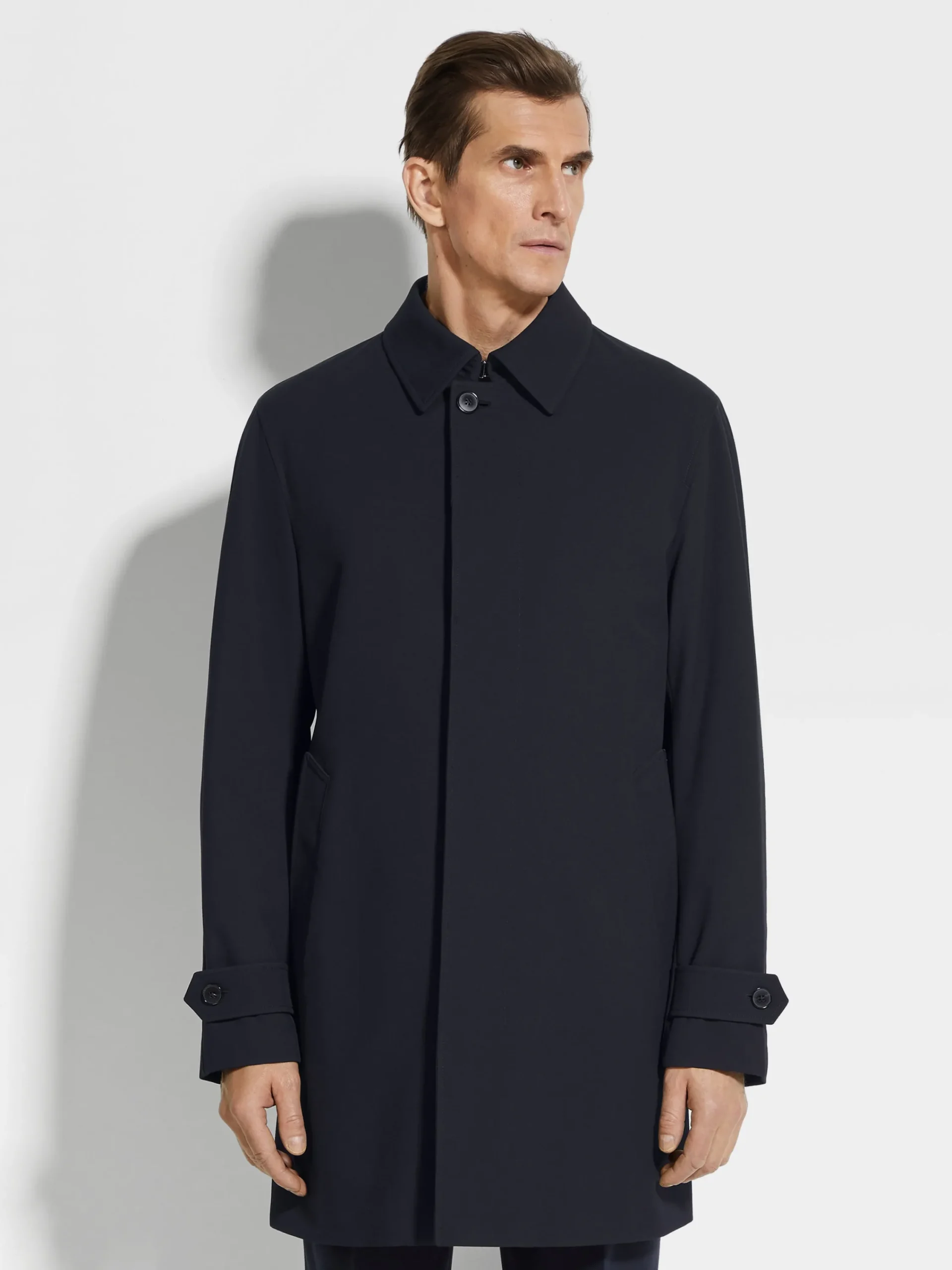 Jackets And Coats>ZEGNA Trofeo™ Elements Wool Trench NavyBlue