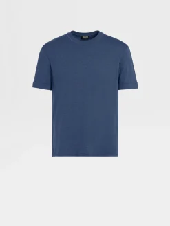 T-Shirts>ZEGNA Utility Blue 12milmil12 Wool T-shirt UtilityBlue