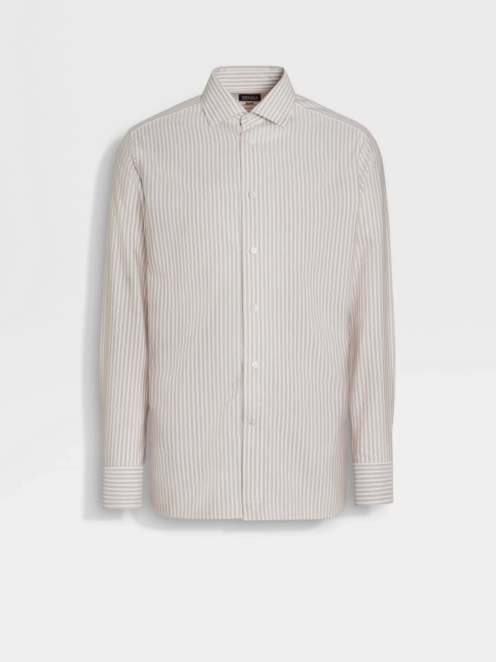 Shirts>ZEGNA White and Dark Purple Macro-striped Silk Cotton and Cashmere Shirt White/DarkPurple
