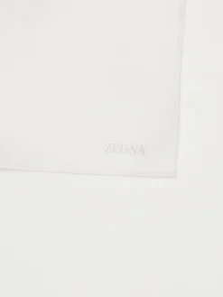 Pocket Squares And Cummerbunds>ZEGNA Cotton and Silk Pocket Square White
