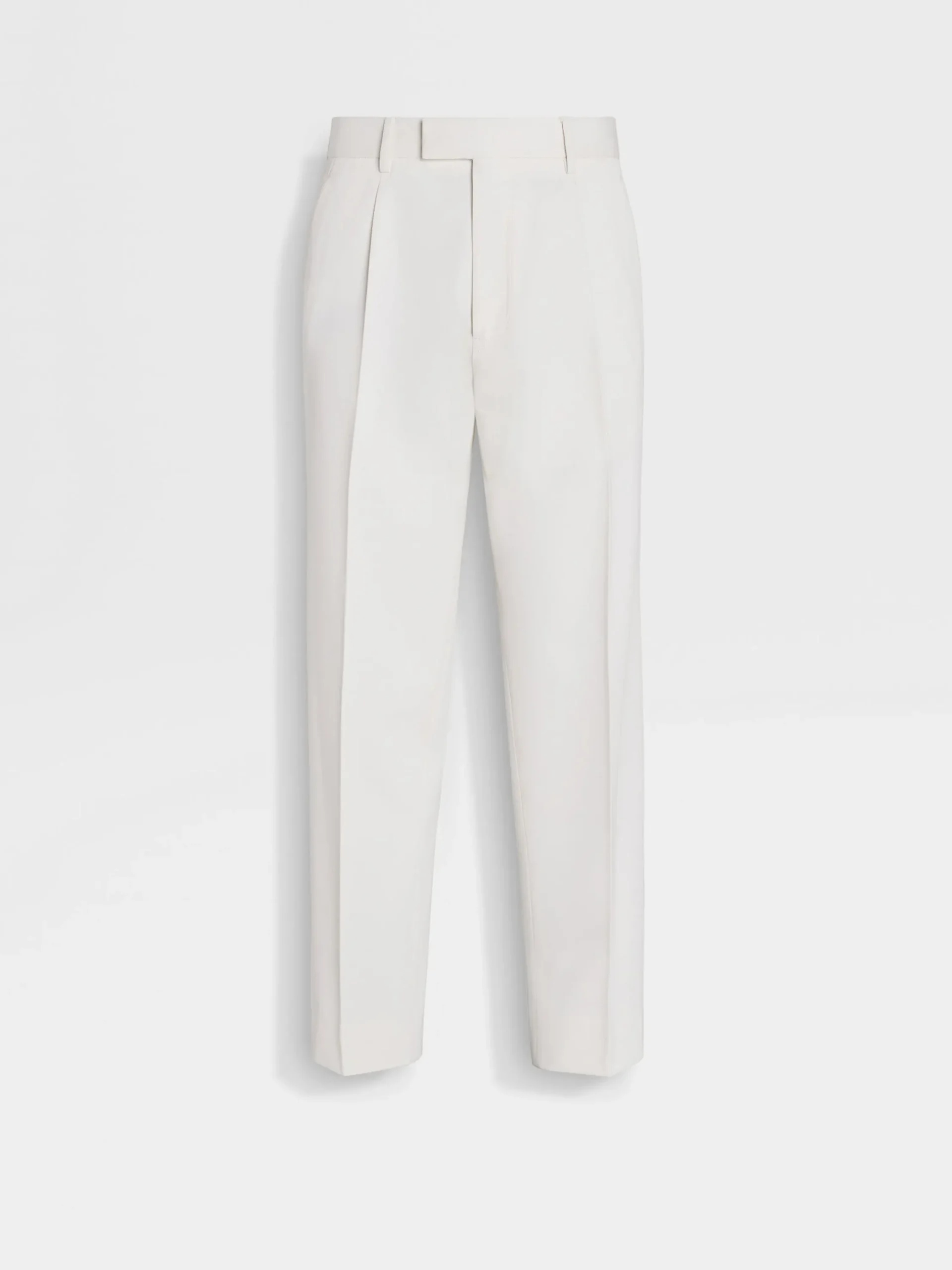 Pants>ZEGNA Cotton and Wool Pants White