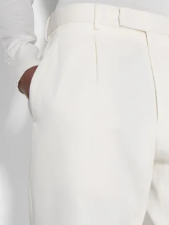 Pants>ZEGNA Cotton and Wool Pants White