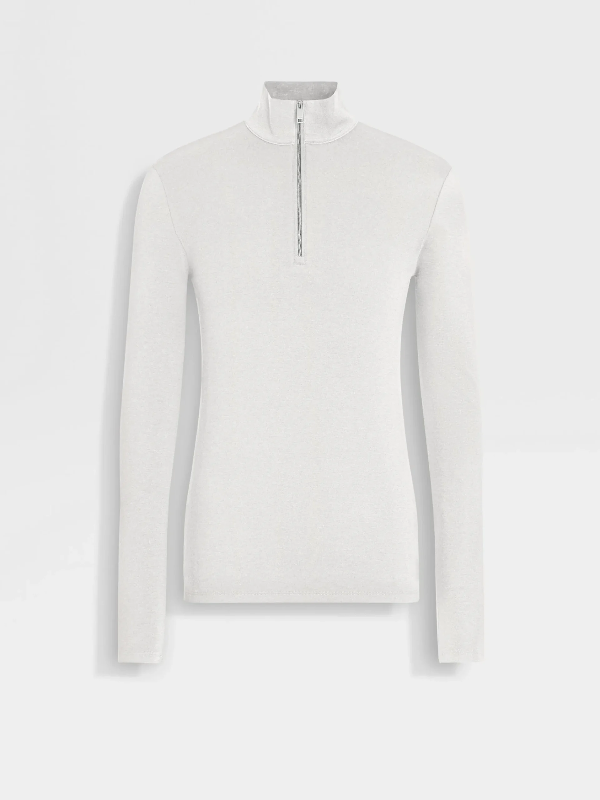 Travel In Style|Sweaters>ZEGNA Oasi Cashmere Zip Mock Neck Sweatshirt White