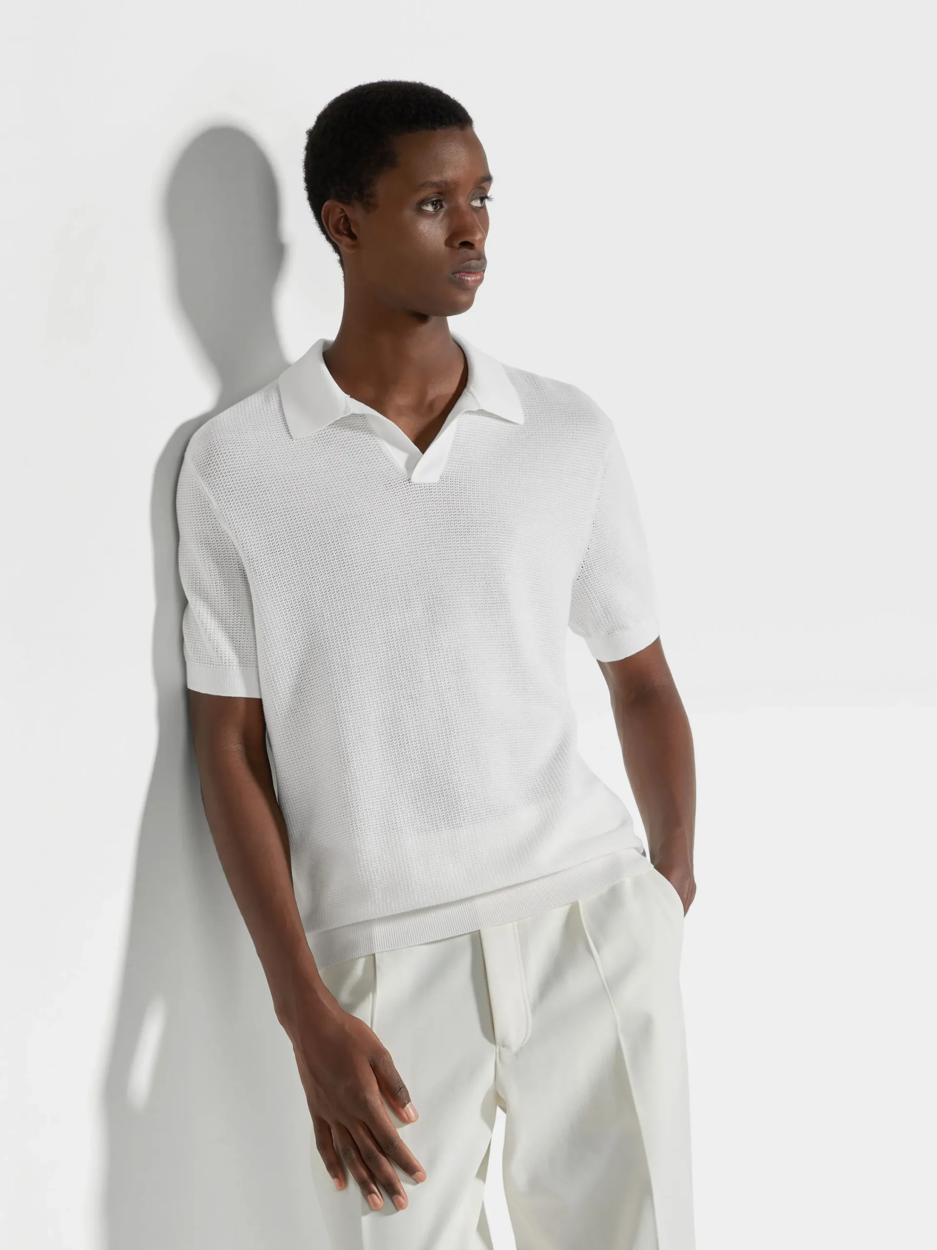 Polo Shirts|Sweaters>ZEGNA Premium Cotton Polo Shirt White