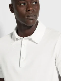 Resort Essentials|Sweaters>ZEGNA Premium Cotton Polo Shirt White
