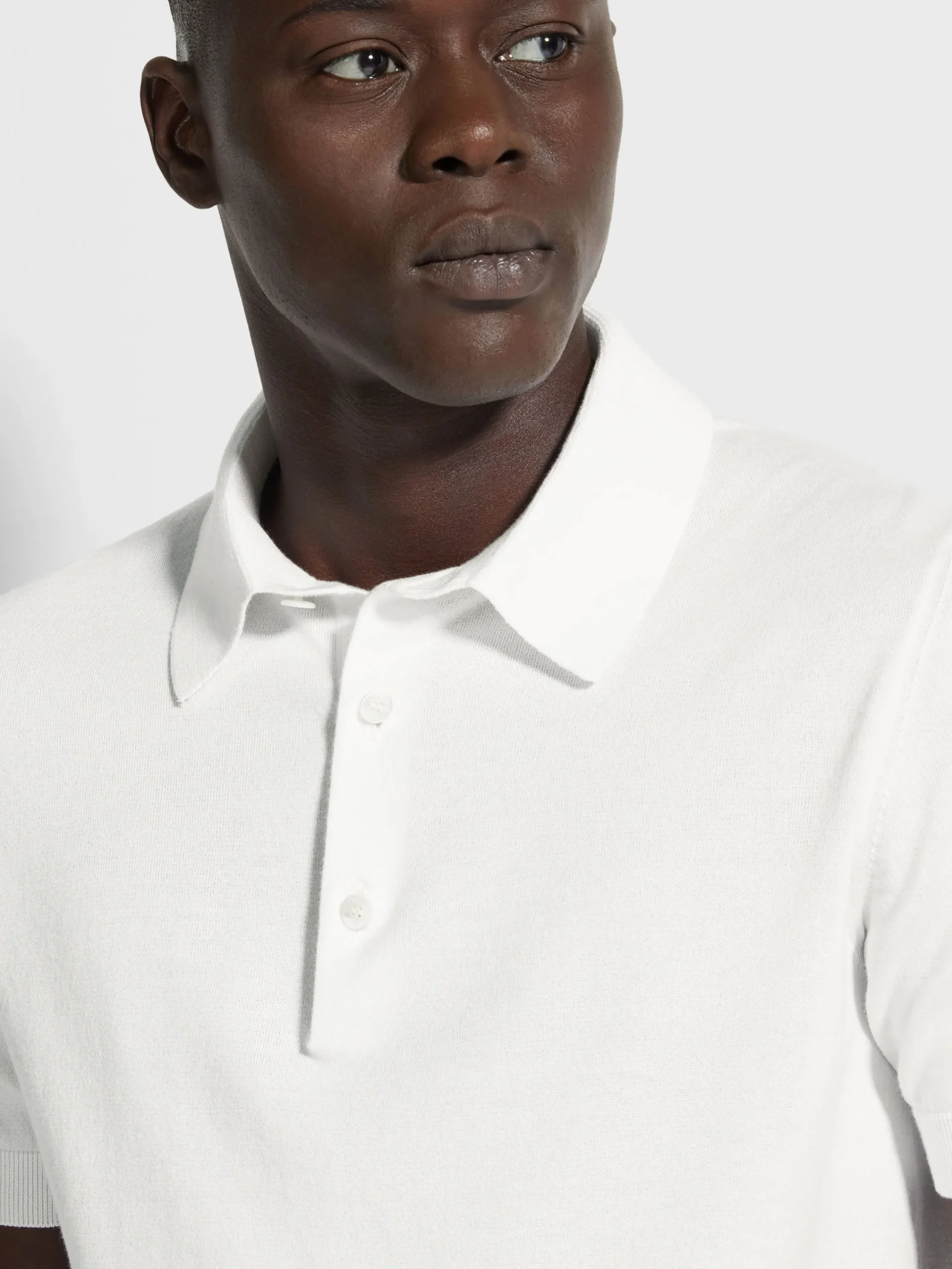 Resort Essentials|Sweaters>ZEGNA Premium Cotton Polo Shirt White