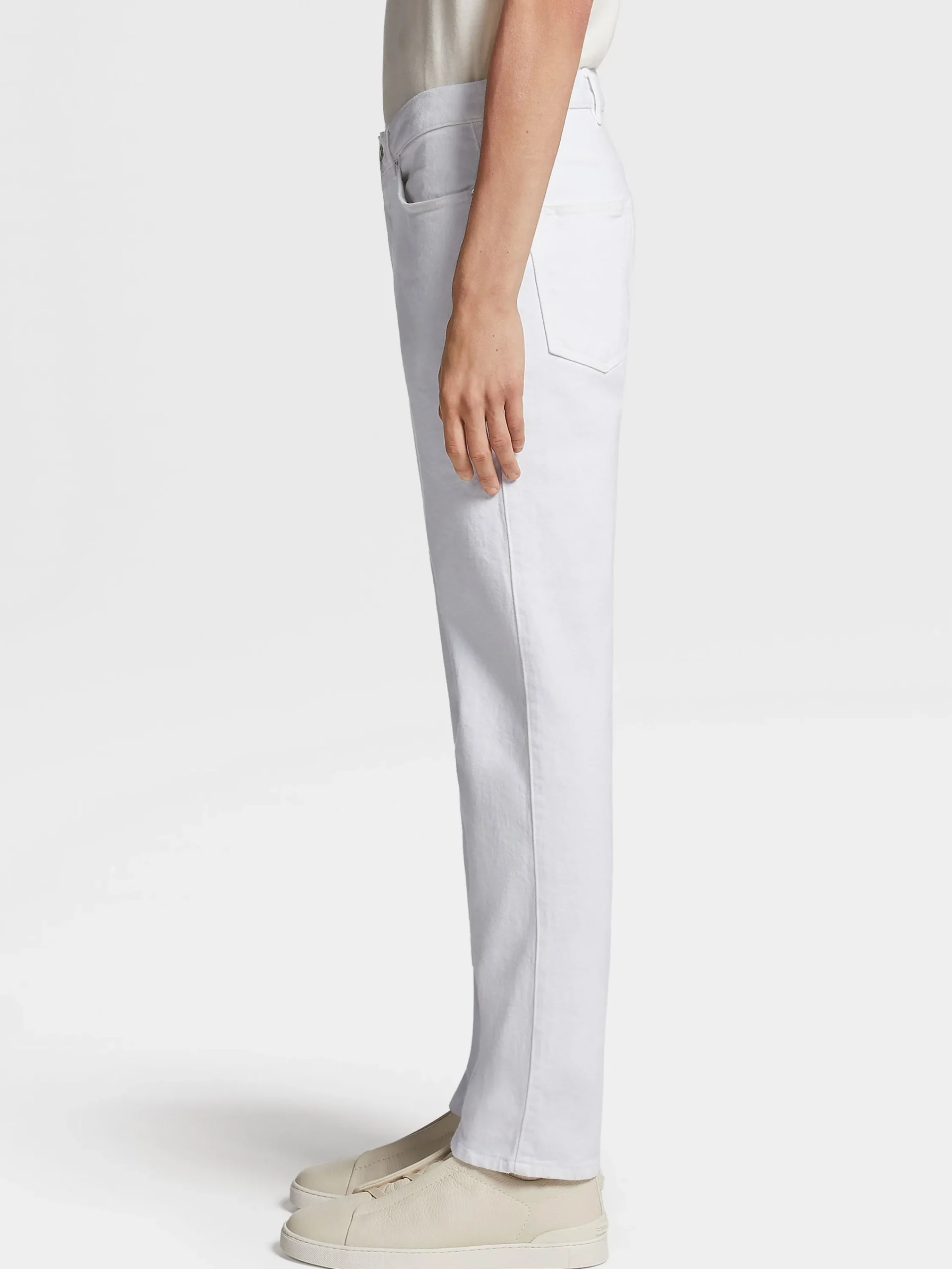 Jeans>ZEGNA Rinse-washed Cotton Roccia Jeans White