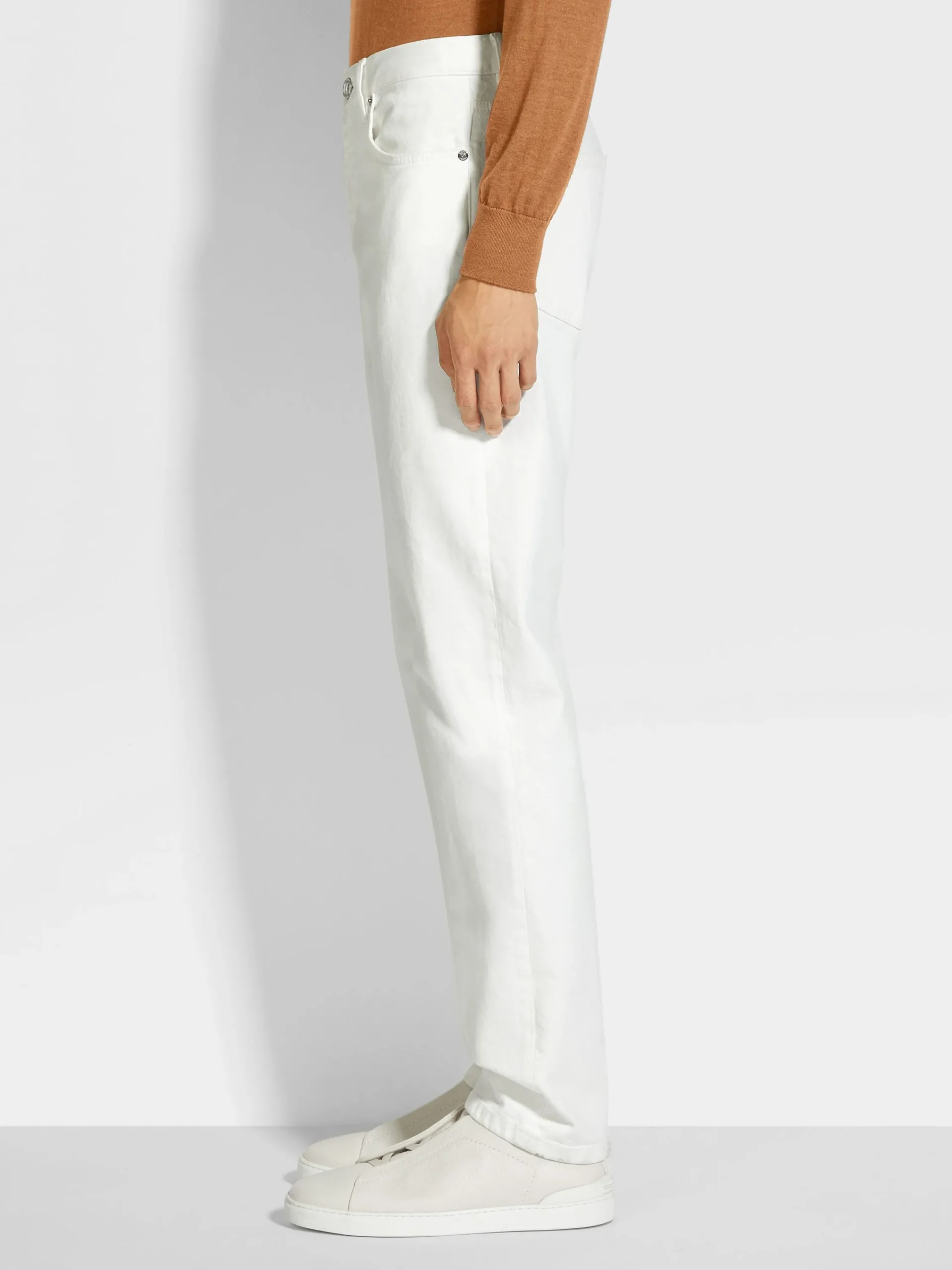 Jeans>ZEGNA Rinse-washed Stretch Cotton Roccia Jeans White