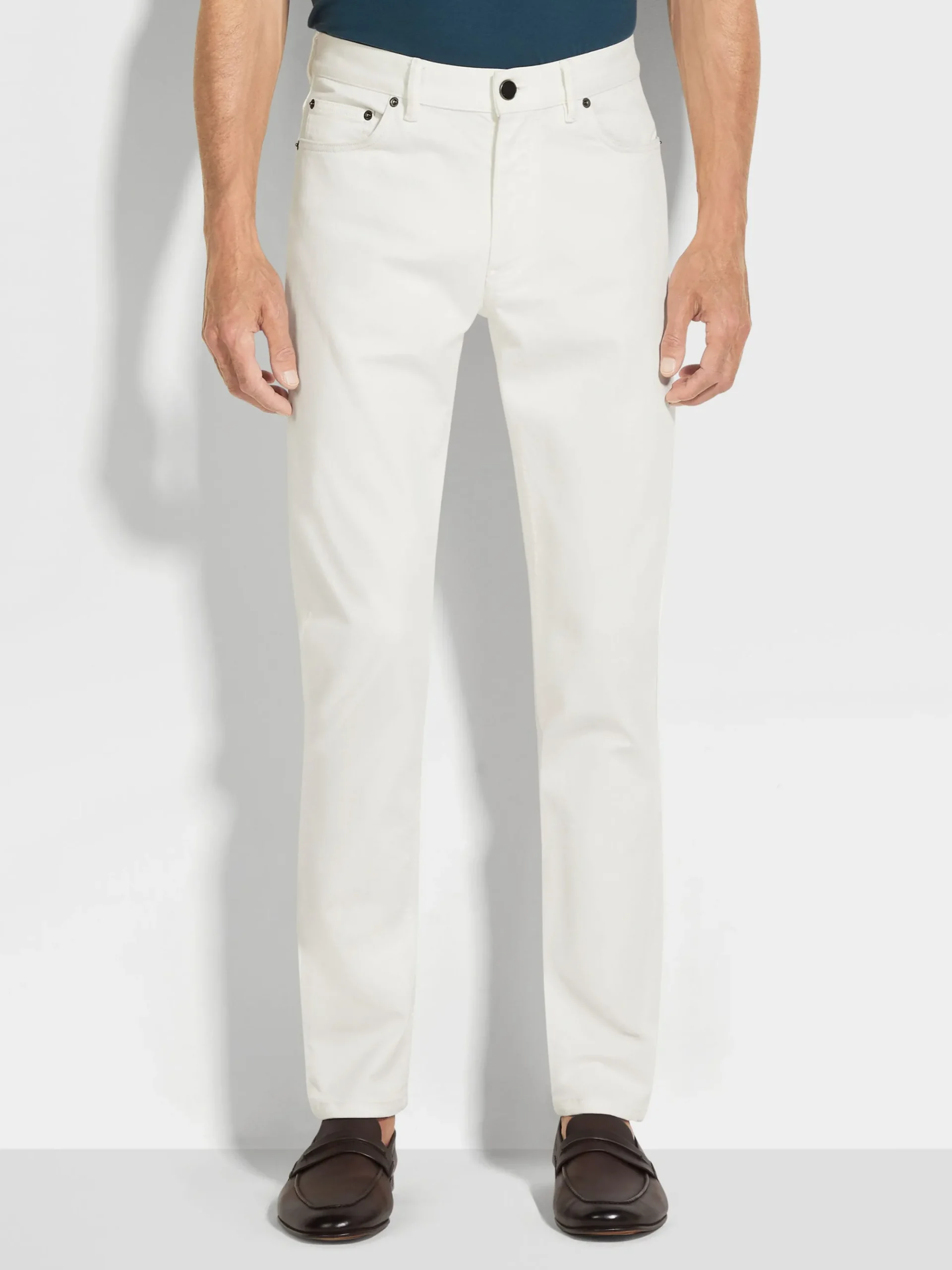 Jeans>ZEGNA Rinse-washed Stretch Cotton Roccia Jeans White